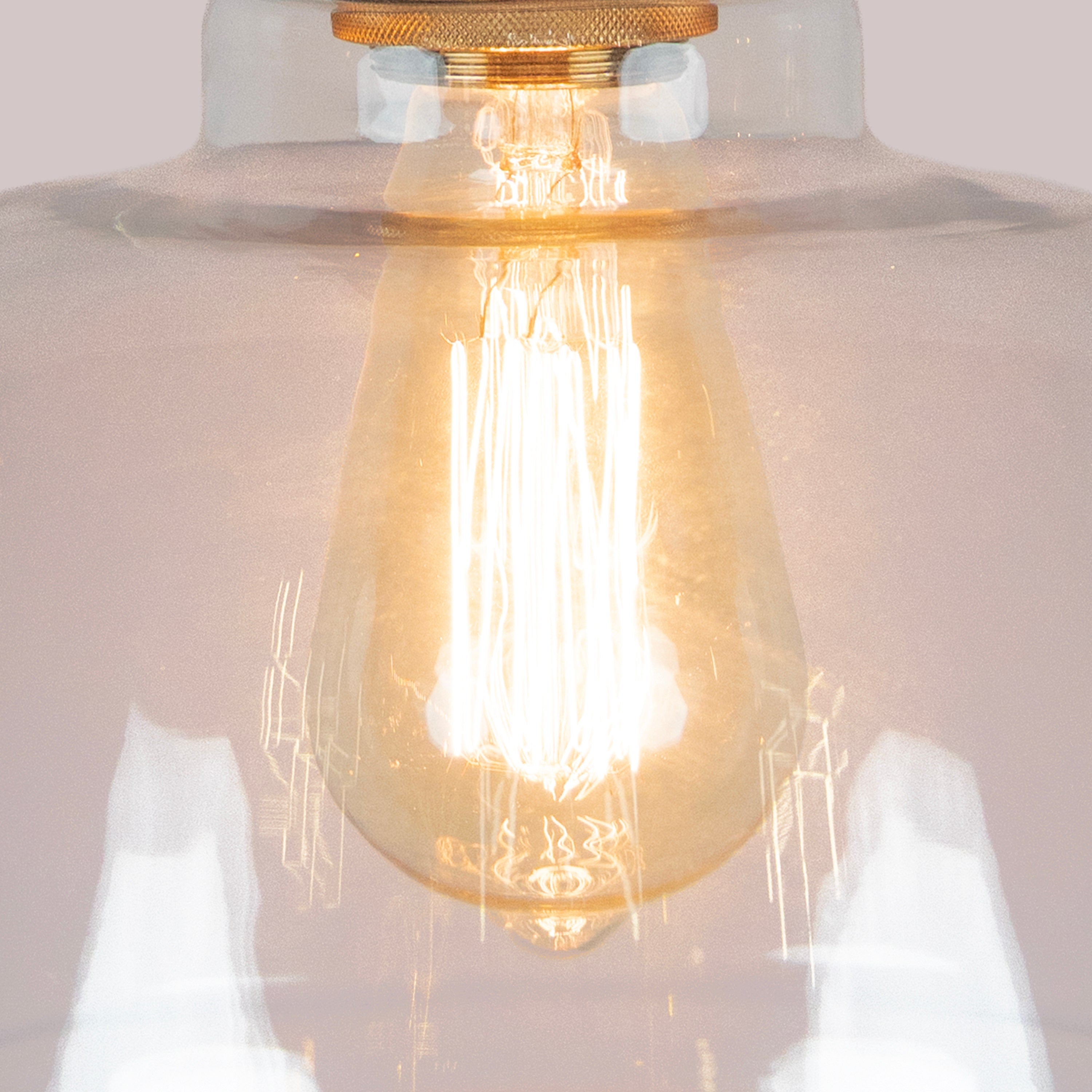 Amber Arcade (Gold, Amber) Clear Glass Pendant Light