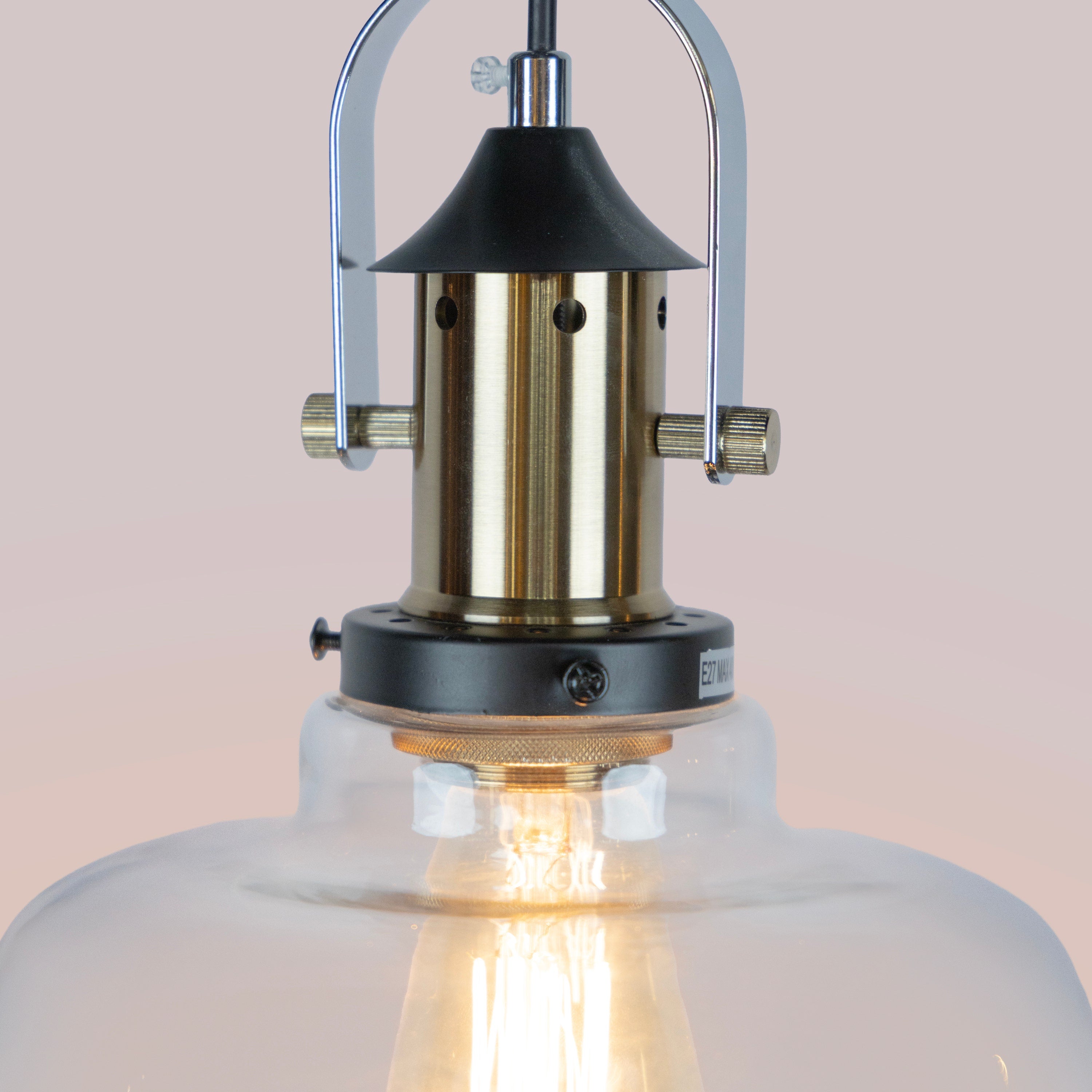 Amber Arcade (Gold, Amber) Clear Glass Pendant Light