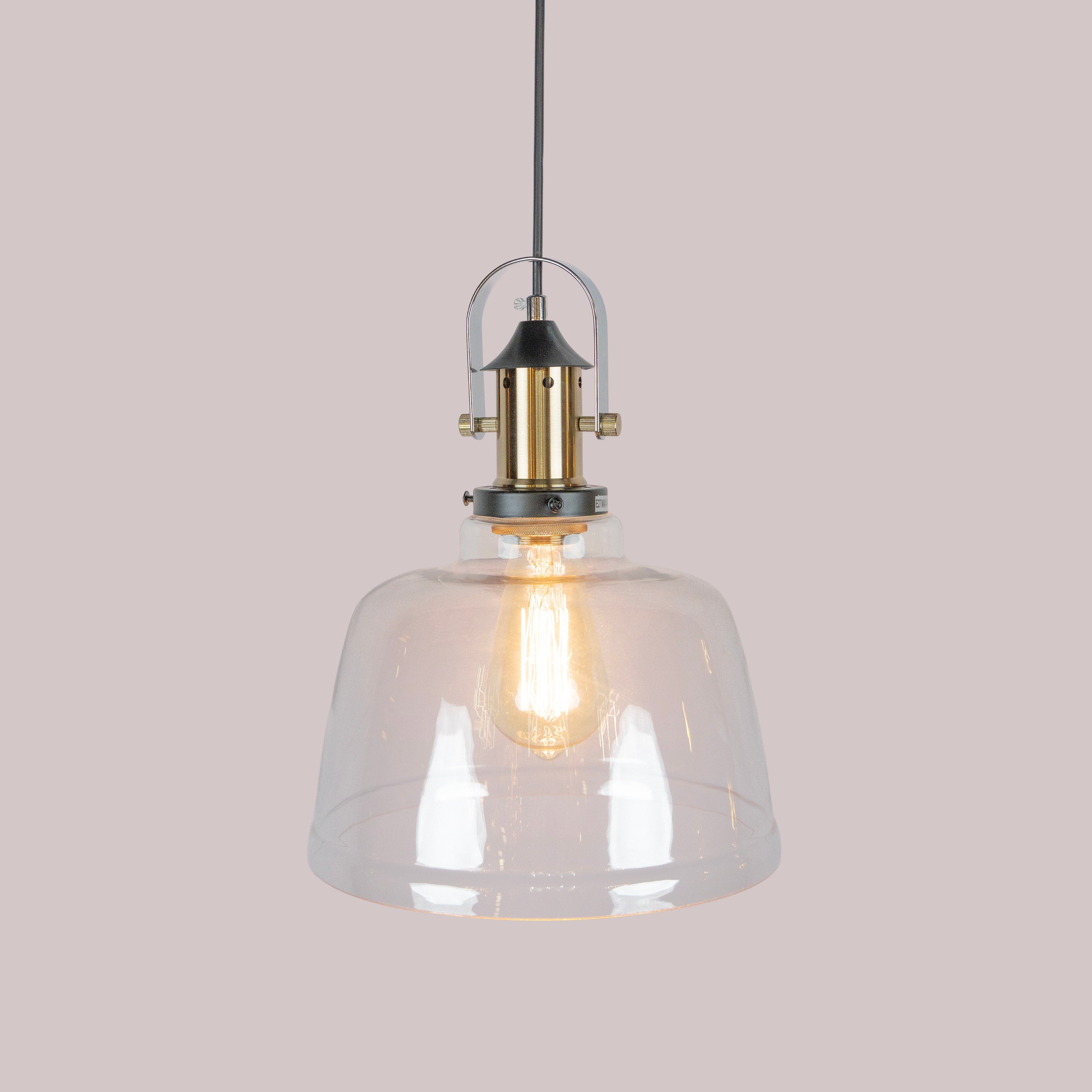 Amber Arcade (Gold, Amber) Clear Glass Pendant Light