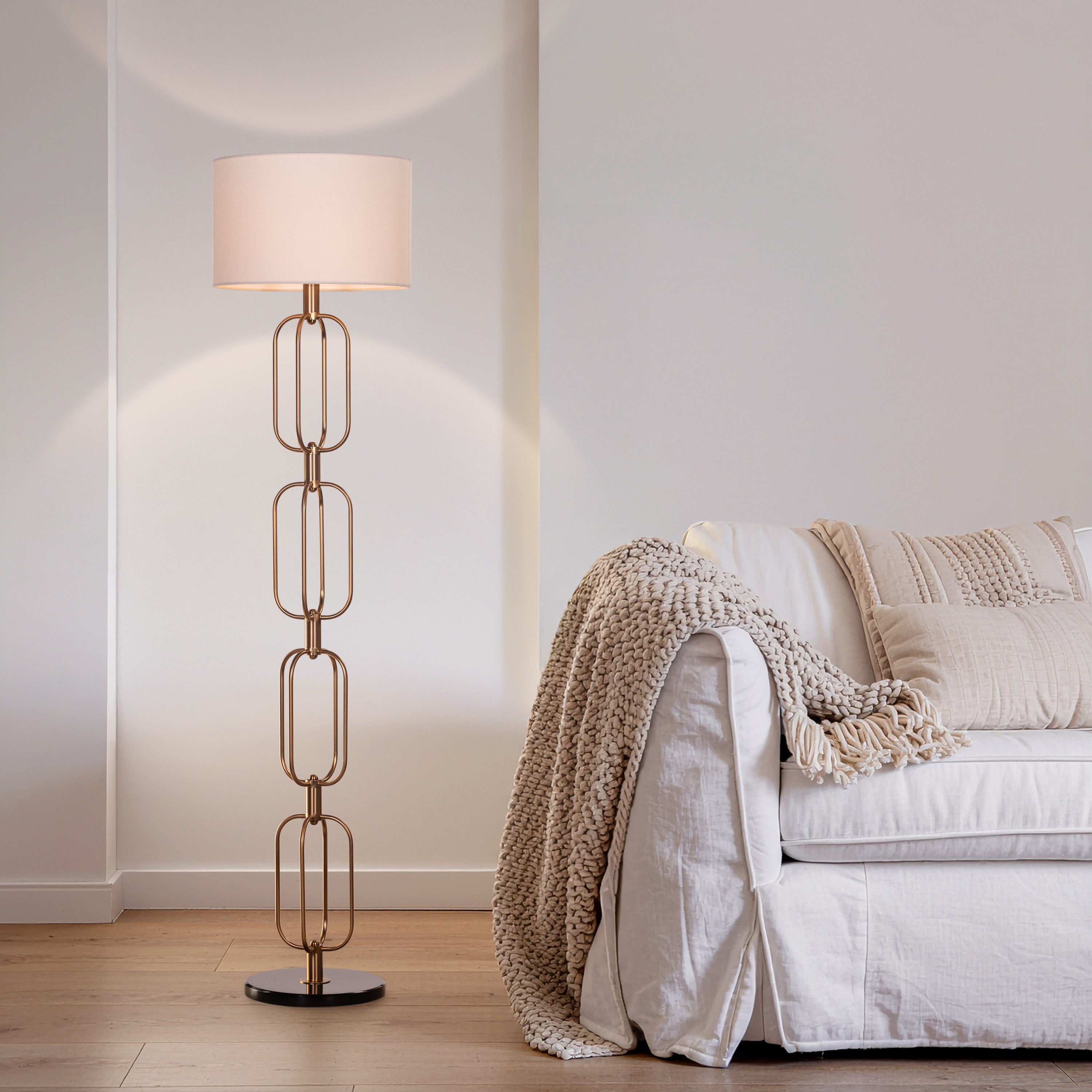 Auremont (Gold/Off-White) Marble Floor Lamp