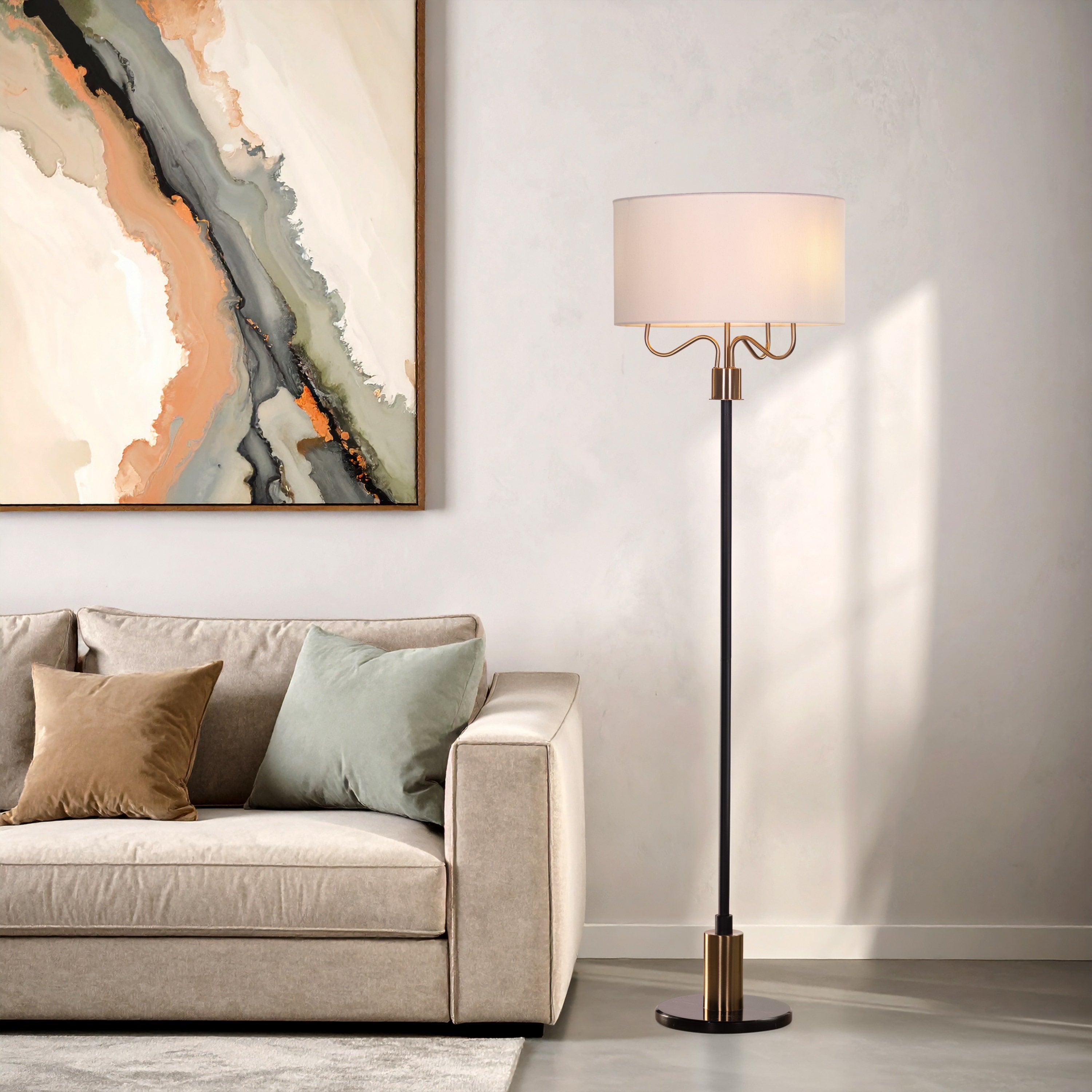 Aubrelle (Black & Gold) Marble Floor Lamp