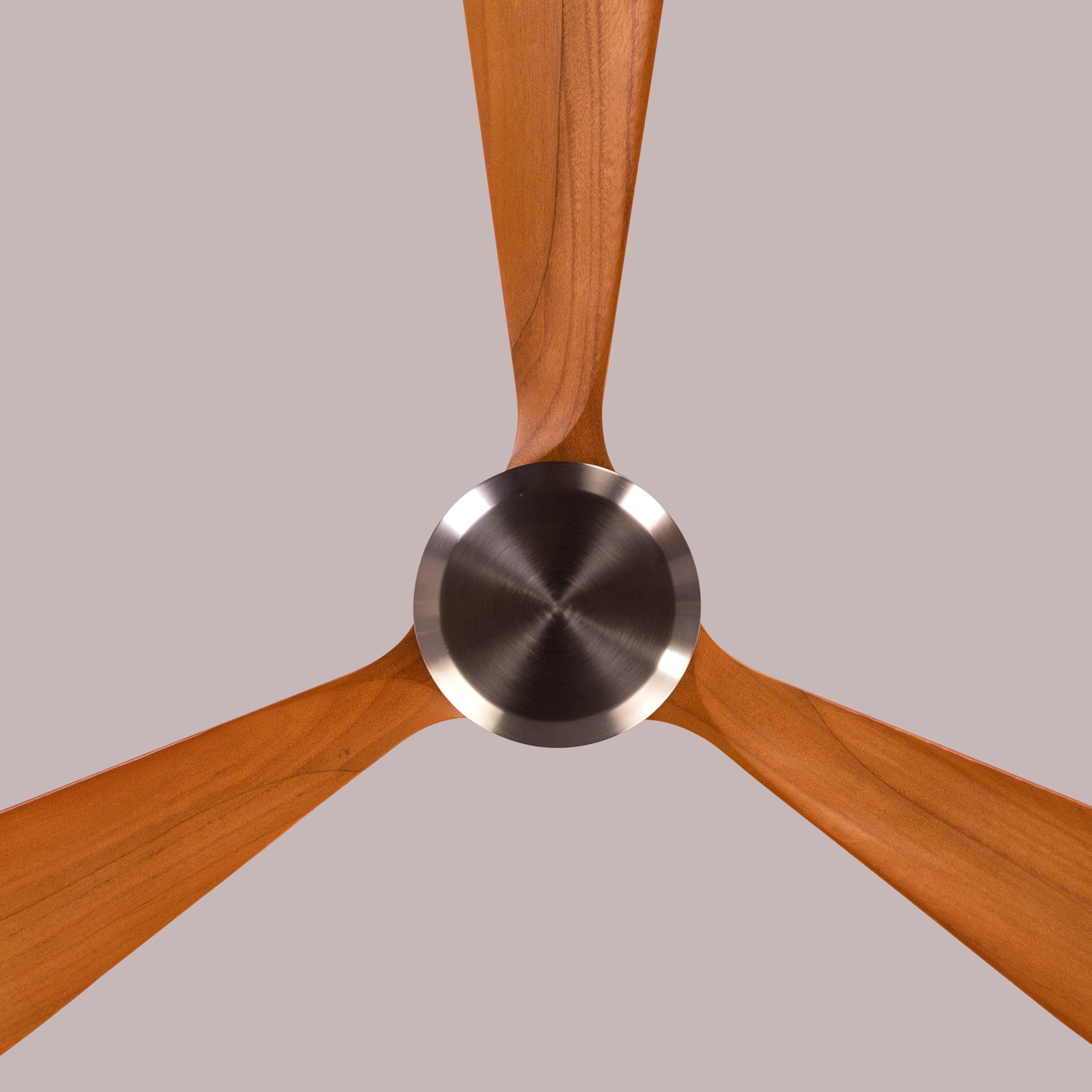 Glen Meadow (132 cm Span, Chrome Finish Metal Body, Teak Finish Solid Wood Blades) Ceiling Fan
