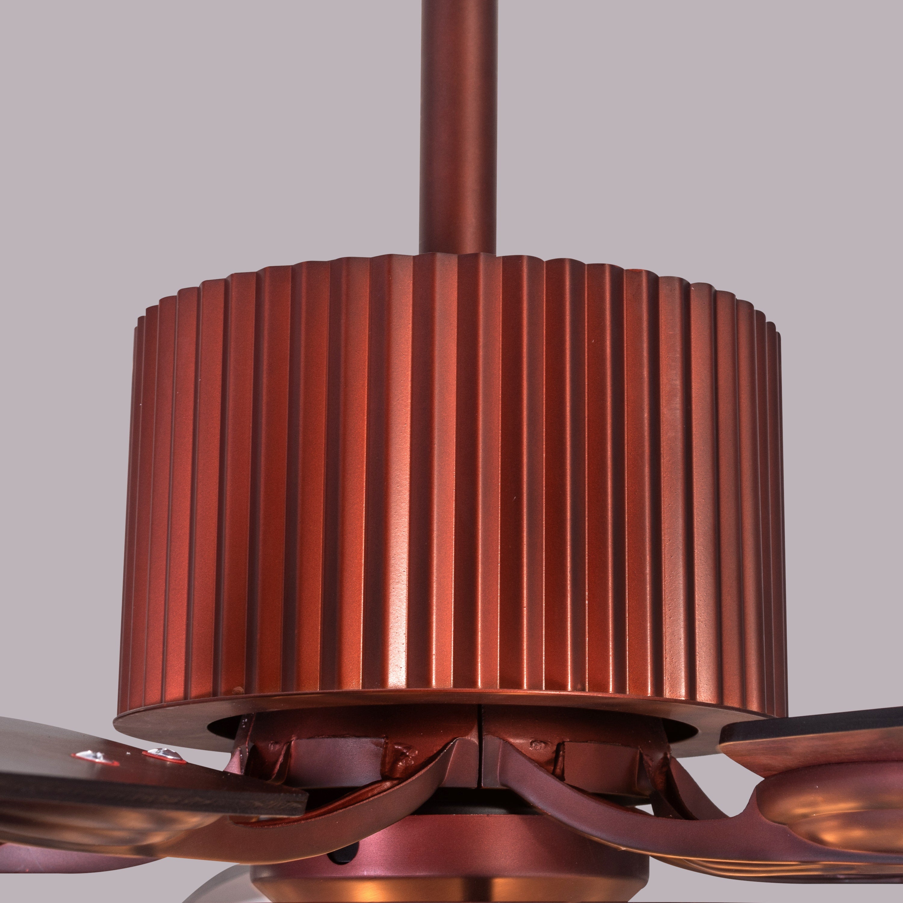 Encrusted (132 cm Span, Mahogany Color Metal Body, Mahogany Finish MDF Blades) Crystal Chandelier Ceiling Fan