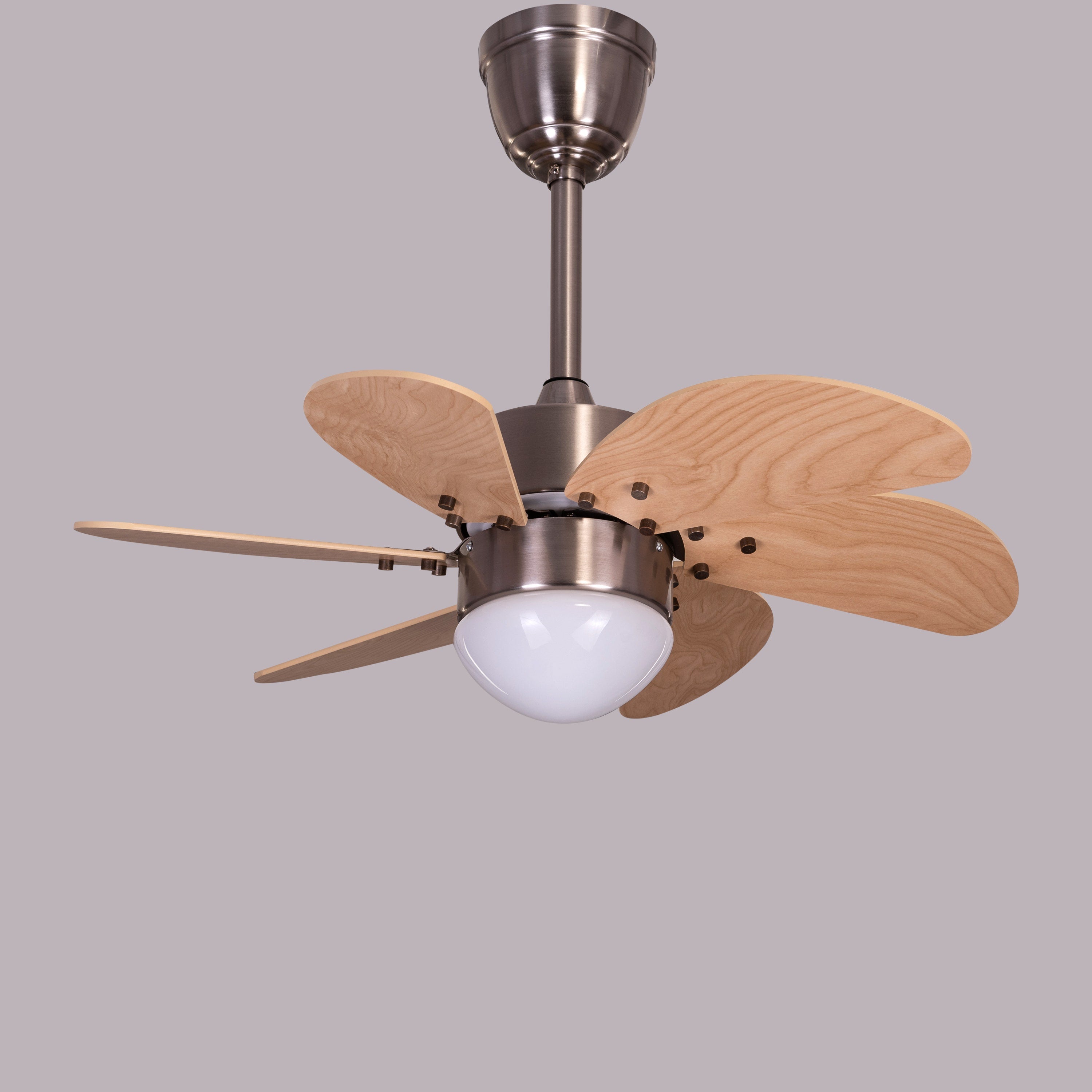Casablanca (76 cm Span, Chrome Finish Metal Body, Maple Finish MDF Blades) Dimmable LED With Remote Control Ceiling Fan