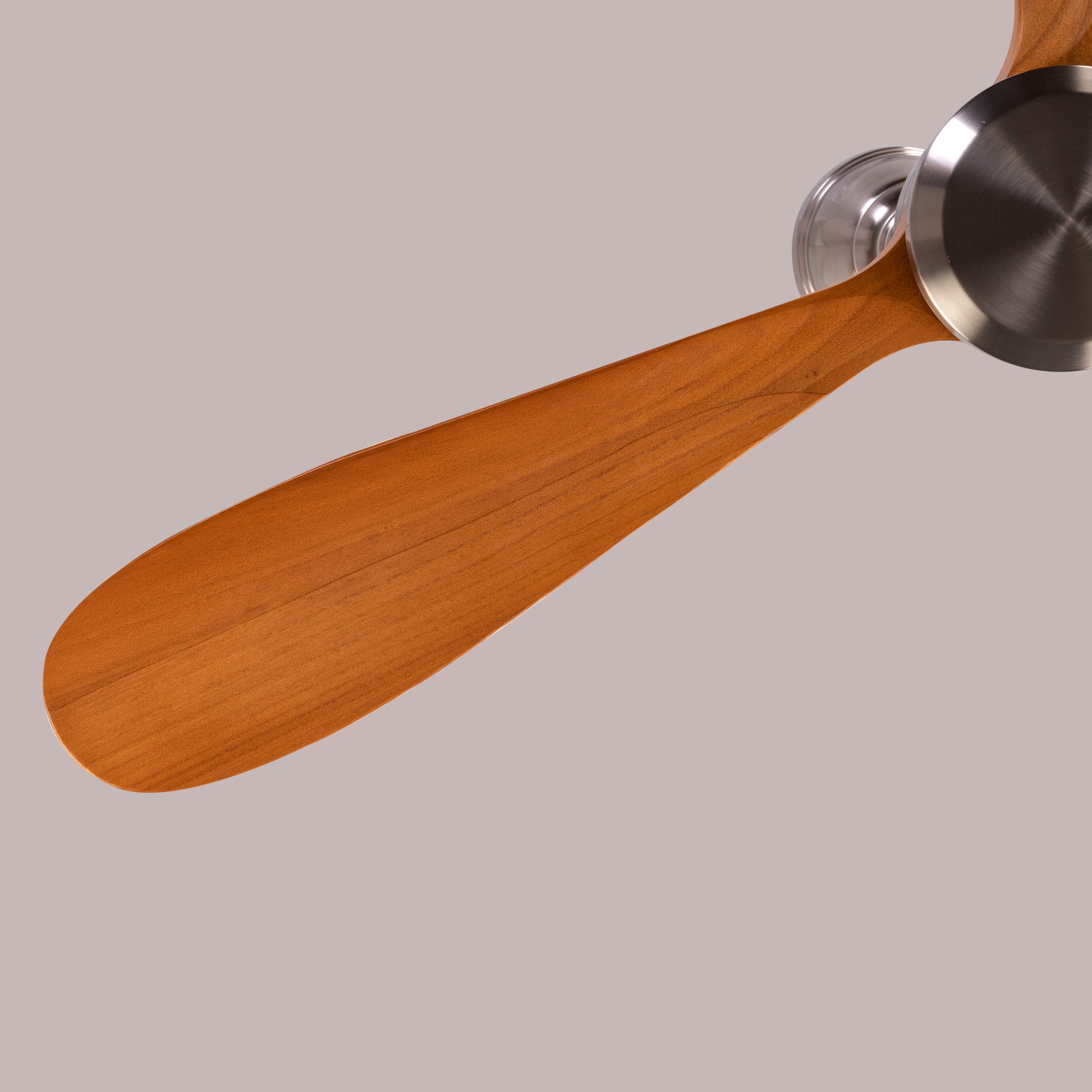 Glen Meadow (132 cm Span, Chrome Finish Metal Body, Teak Finish Solid Wood Blades) Ceiling Fan