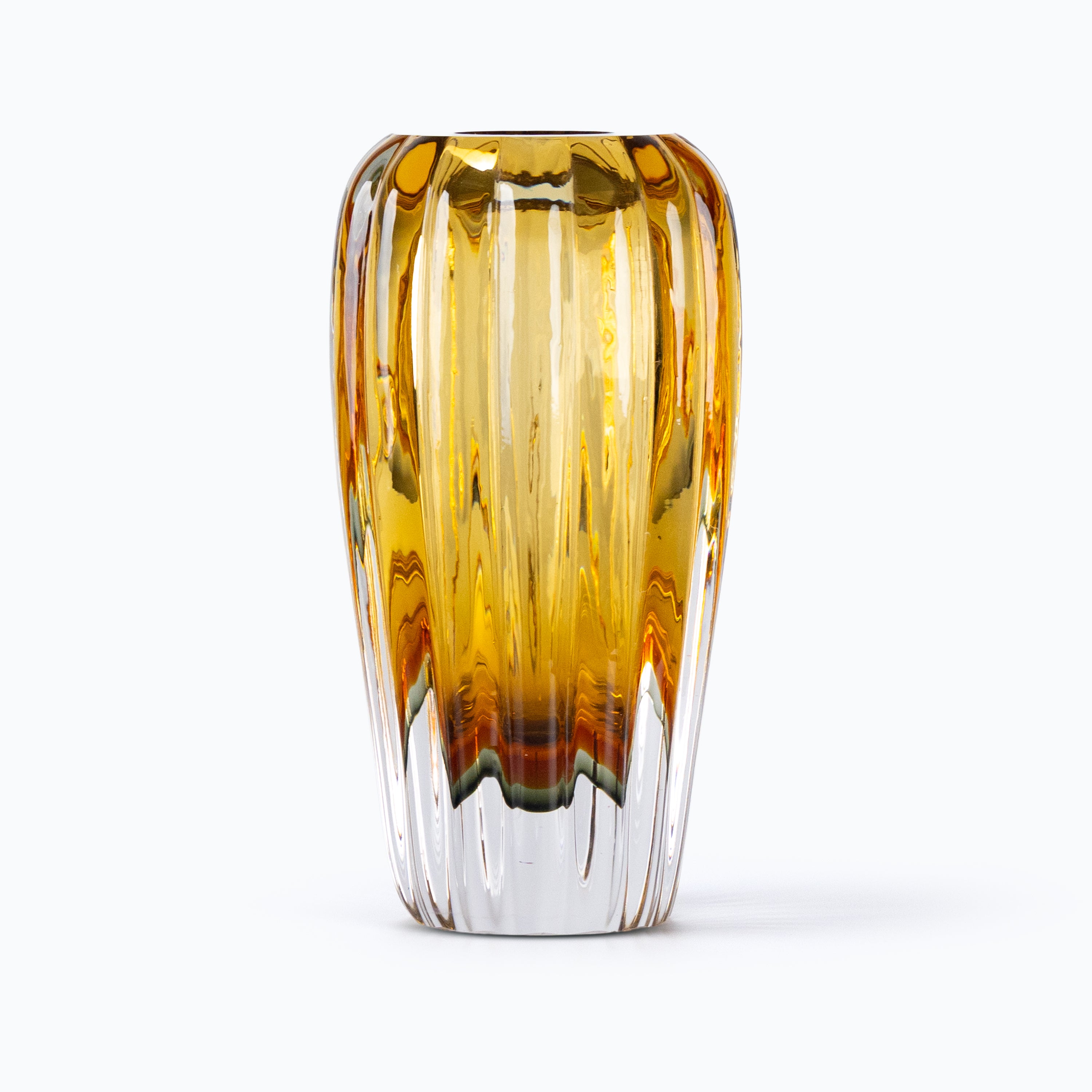 The Deepwood drop (Amber) glass vase