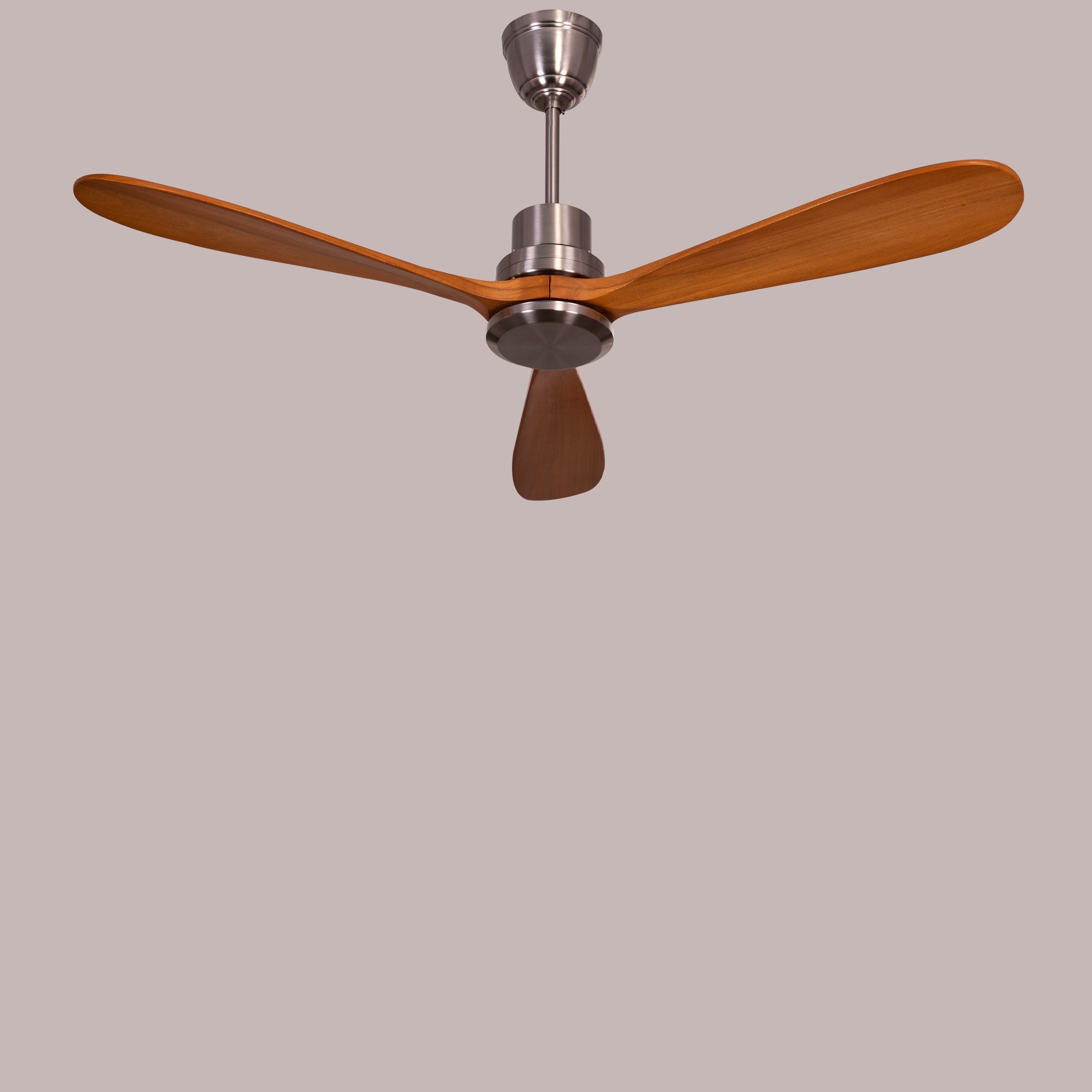 Glen Meadow (132 cm Span, Chrome Finish Metal Body, Teak Finish Solid Wood Blades) Ceiling Fan