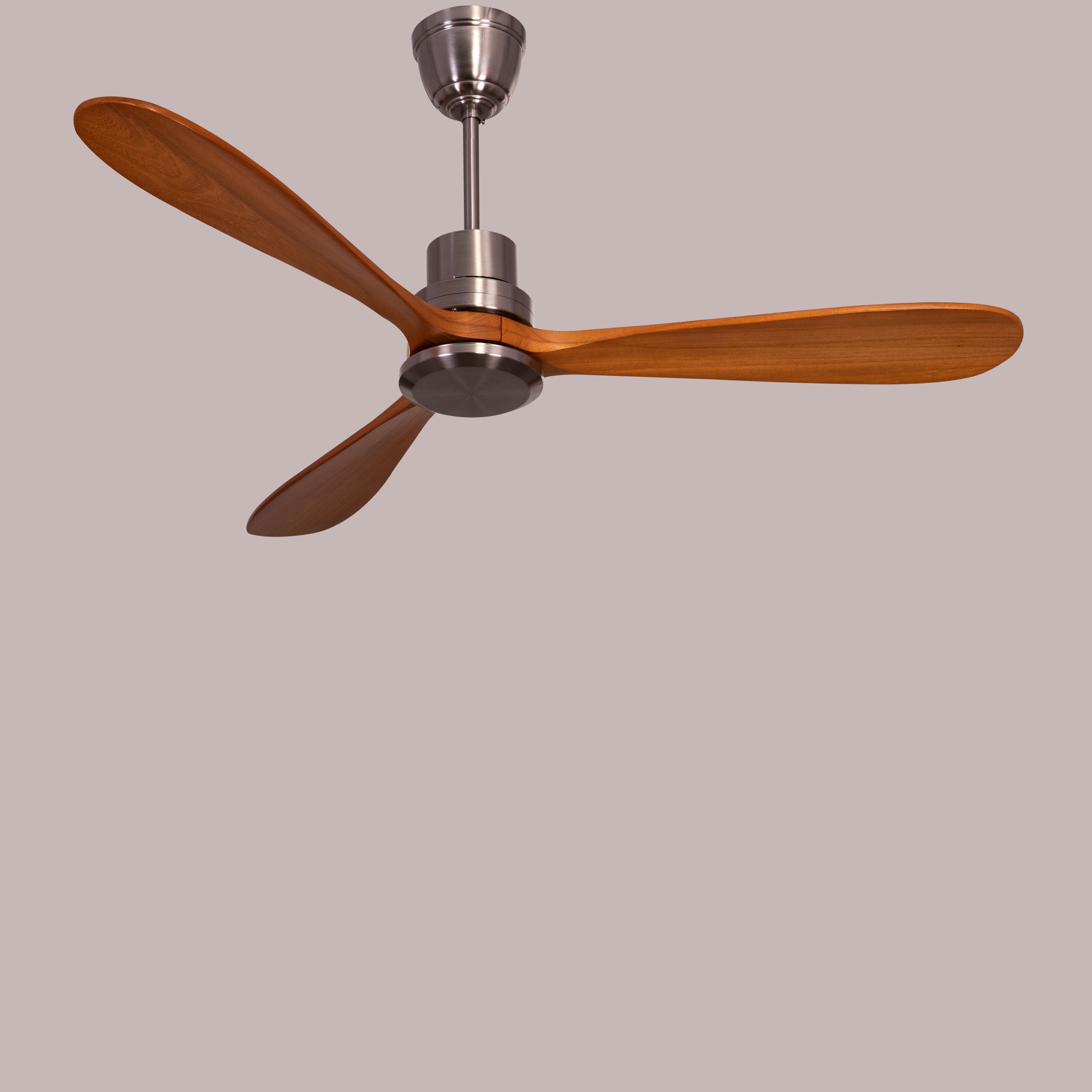 Glen Meadow (132 cm Span, Chrome Finish Metal Body, Teak Finish Solid Wood Blades) Ceiling Fan