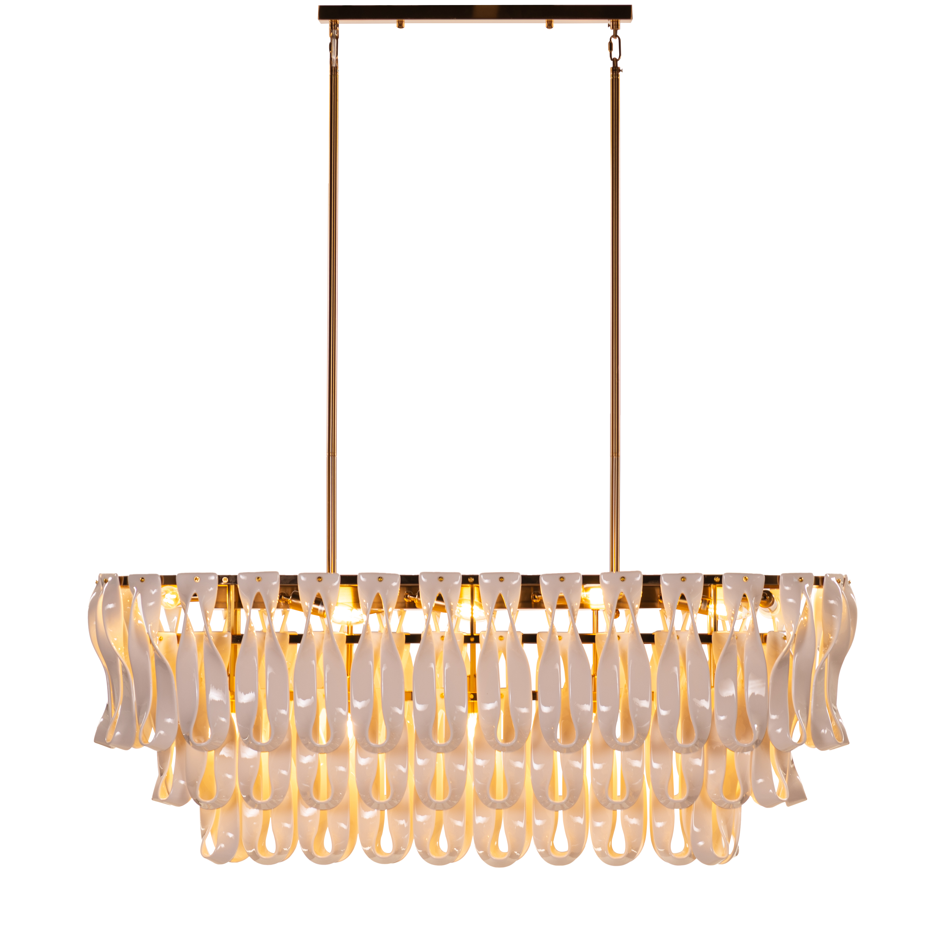 Vera (Long, Gold, White) Ceramic Chandelier