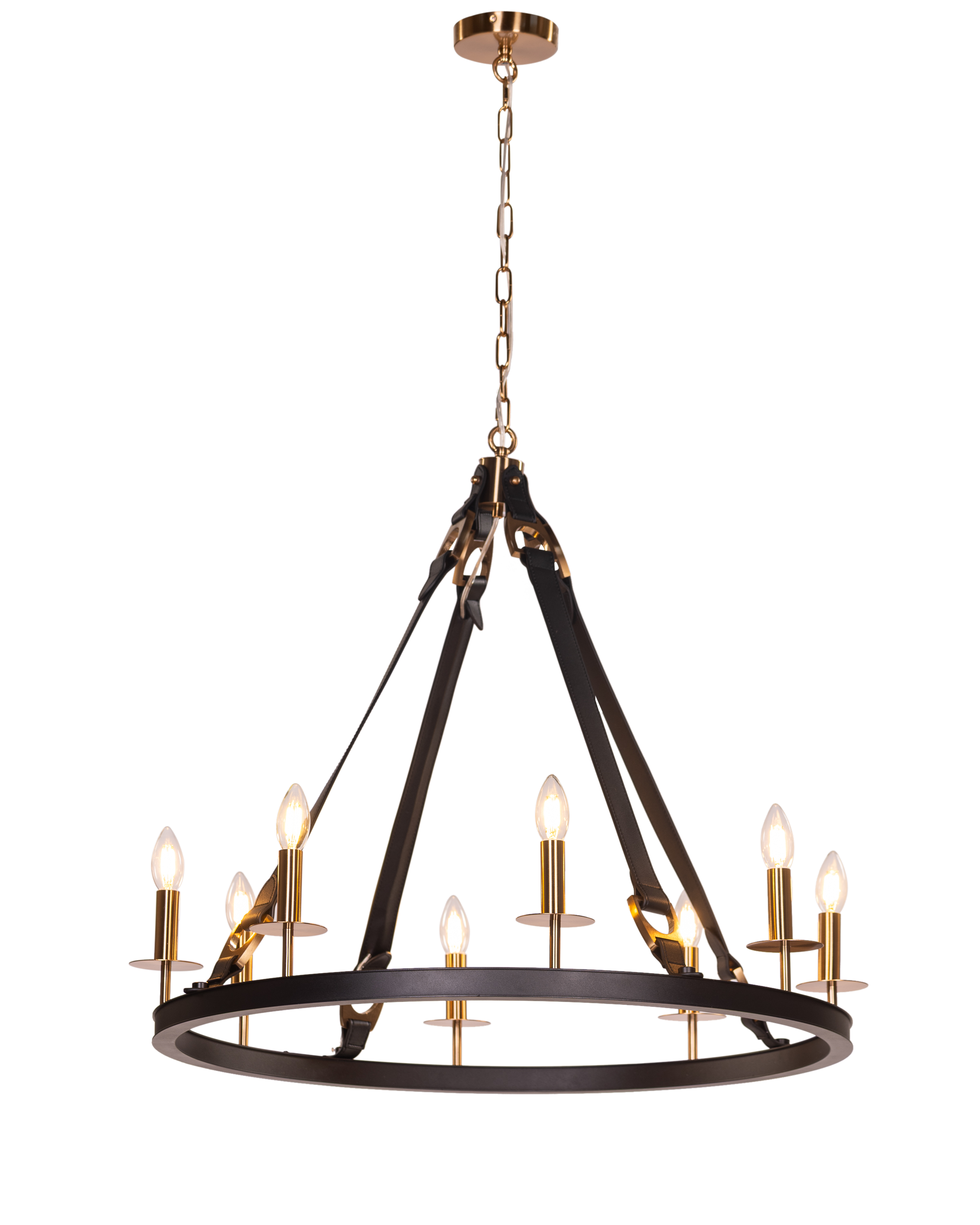 Bridlelight (Black, Gold) Leather Chandelier