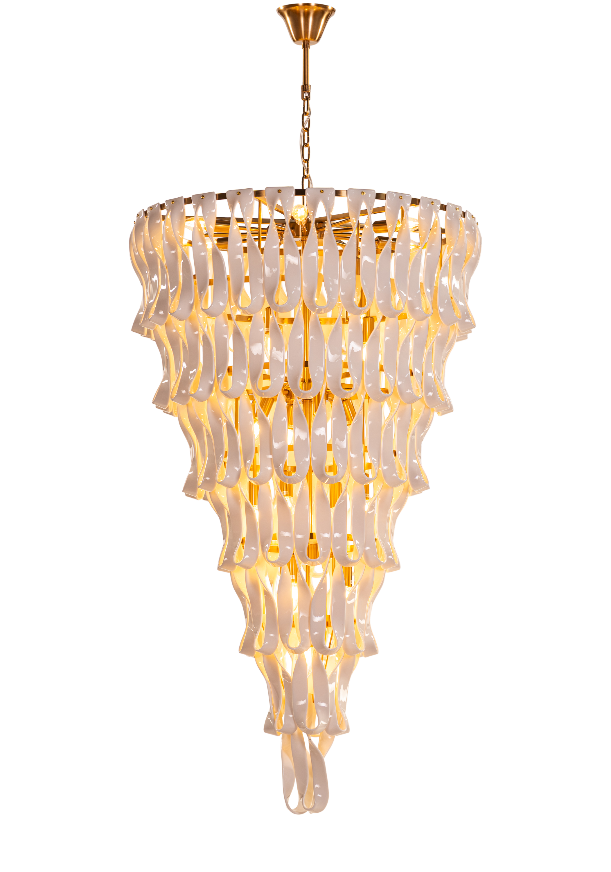 Vera (Gold, White) Ceramic Double Height Chandelier