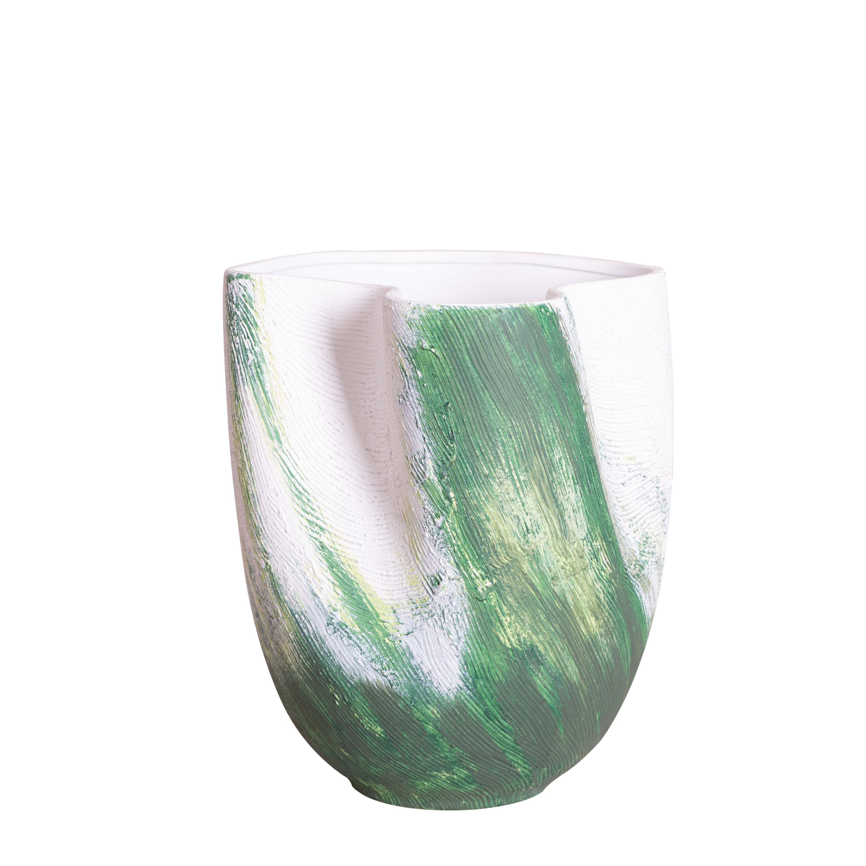 Forest Sky (White/ Green) Textured Ceramic Vase