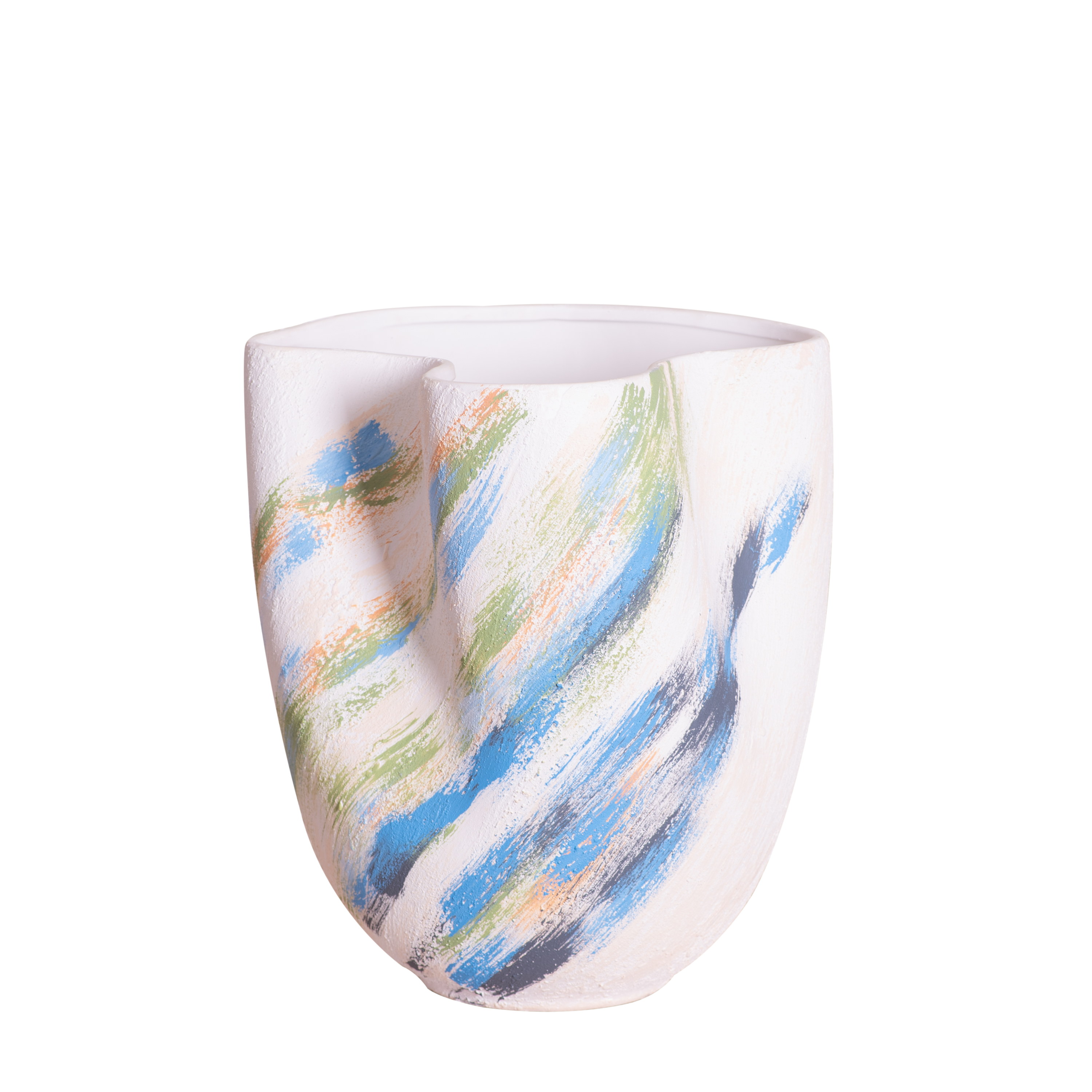 Forest Sky (White/ Blue) Textured Ceramic Vase