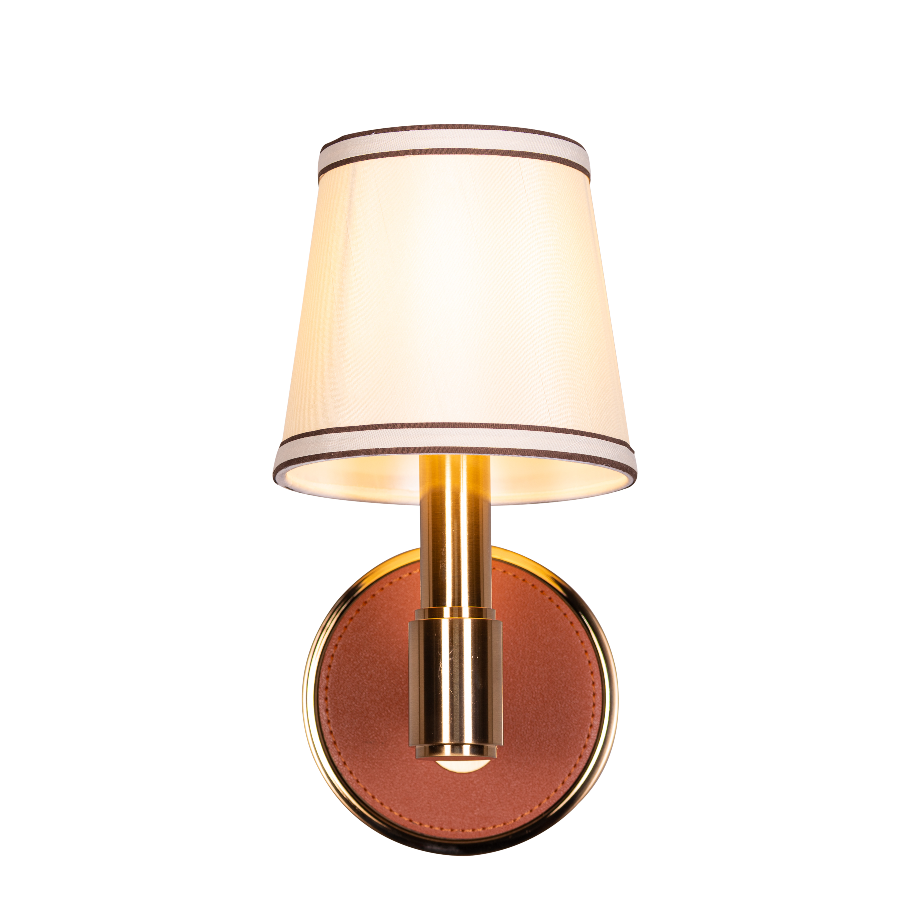 Ink & Ember (Gold, Brown) Faux Leather Wall Light