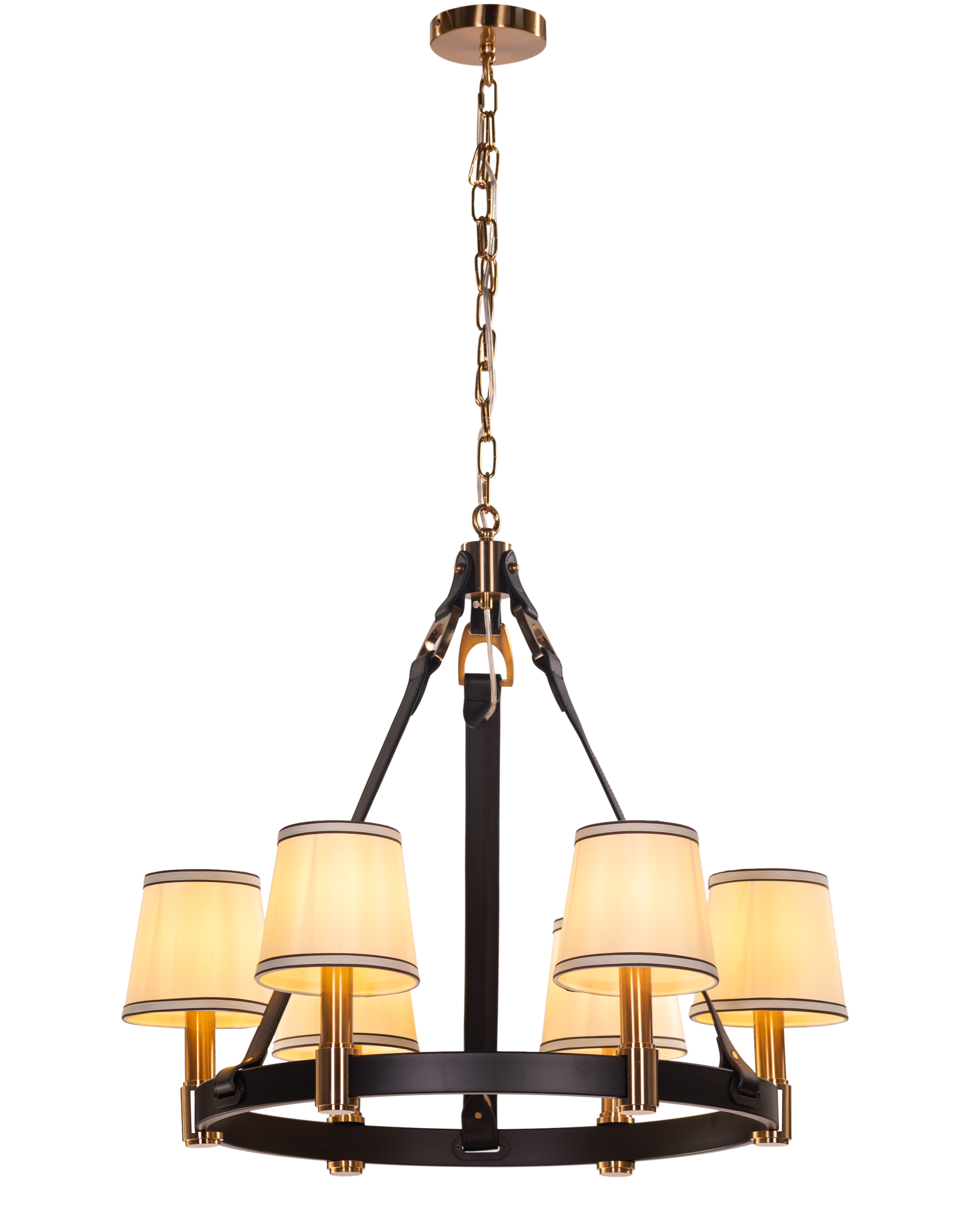 The Luminary Ring (Black, Gold) Leather Chandelier