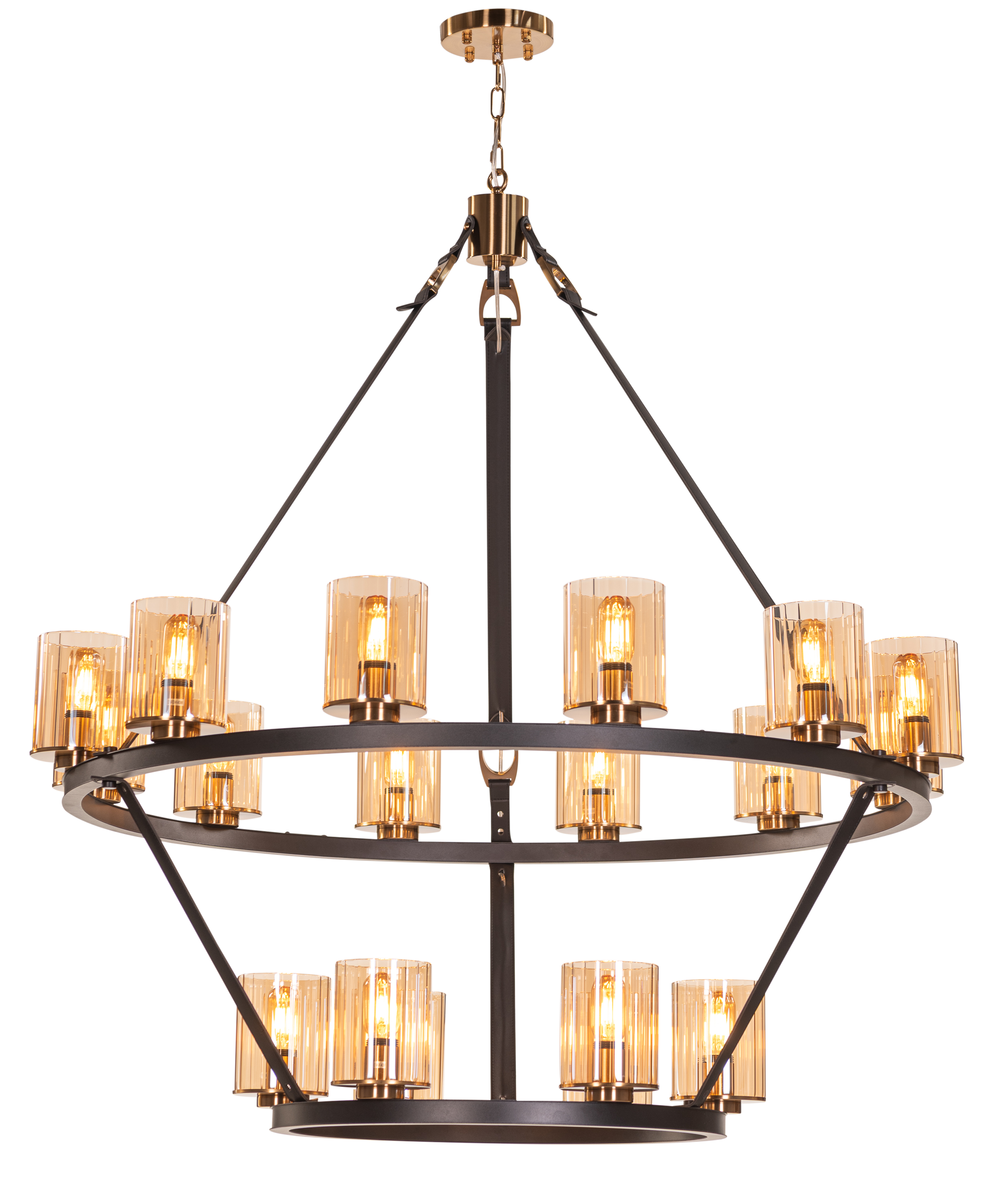 Belgravia Assembly (Black, Gold, Amber) Leather Chandelier
