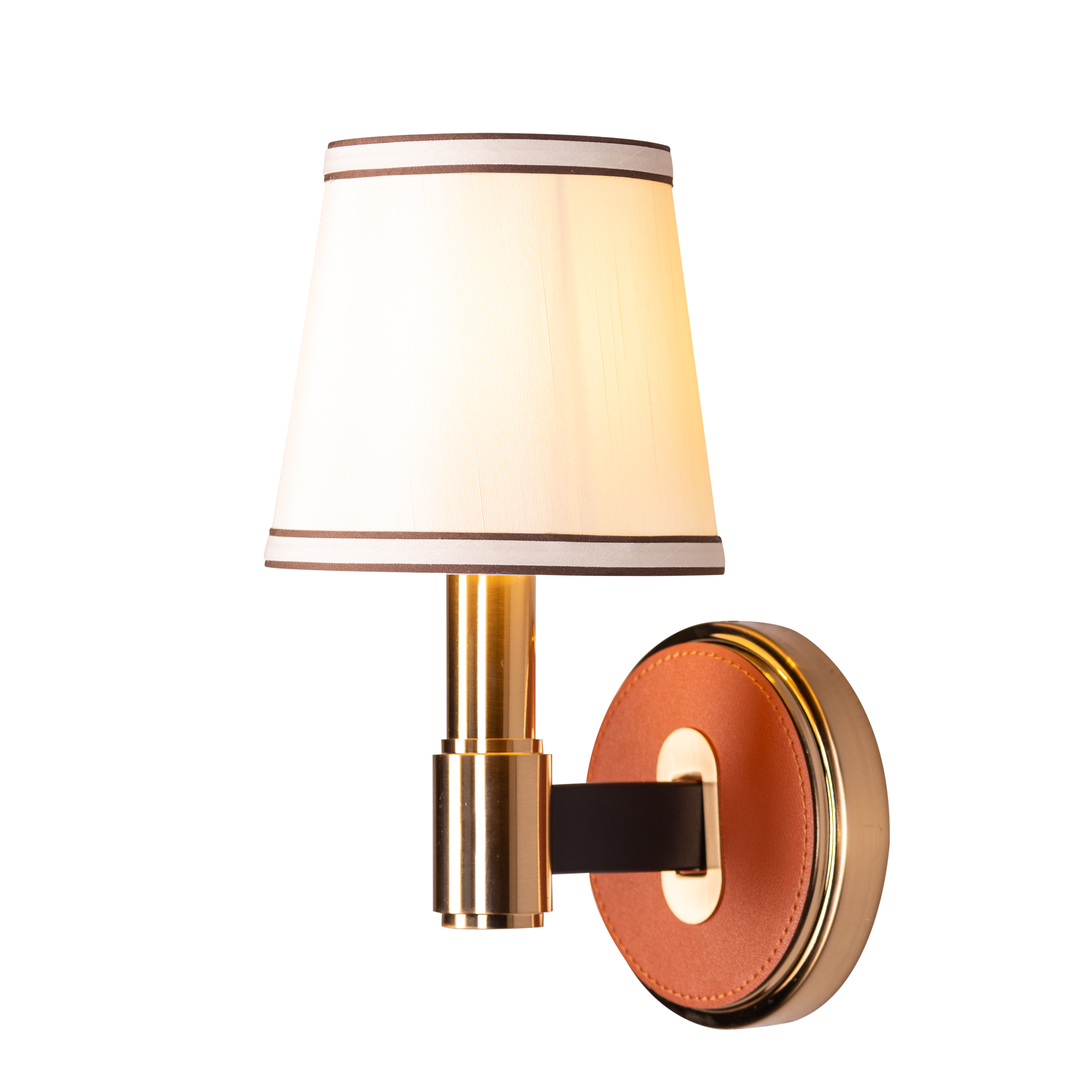 Ink & Ember (Gold, Brown) Faux Leather Wall Light