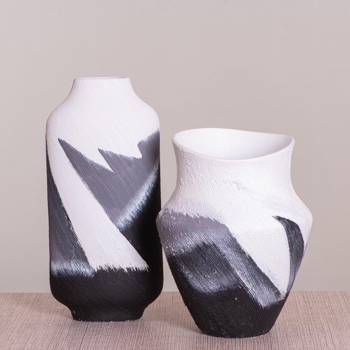 Crossroad (White/ Black) Textured Ceramic Vase