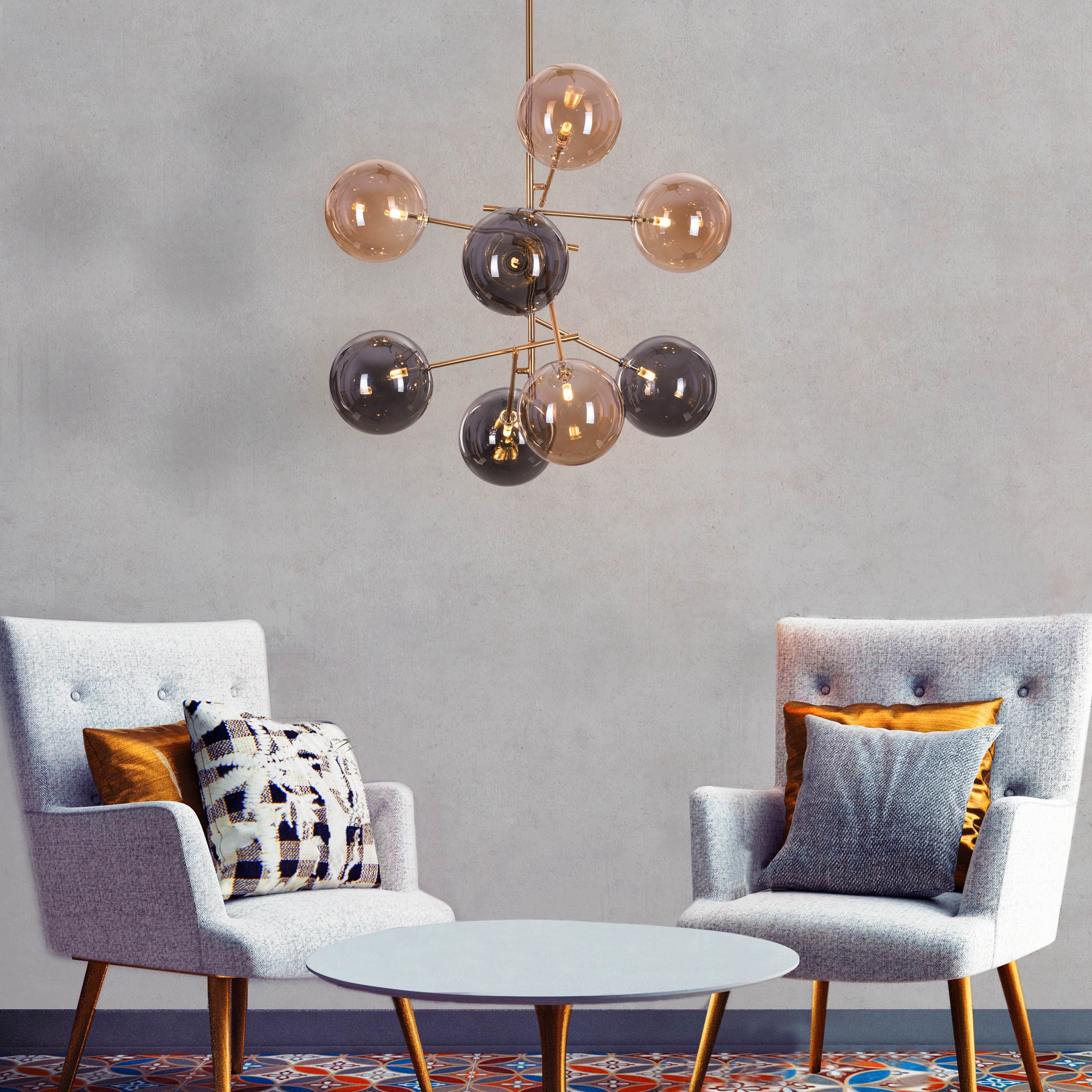 Pied Piper Posh (Large, Amber, Smokey Grey) Glass Chandelier