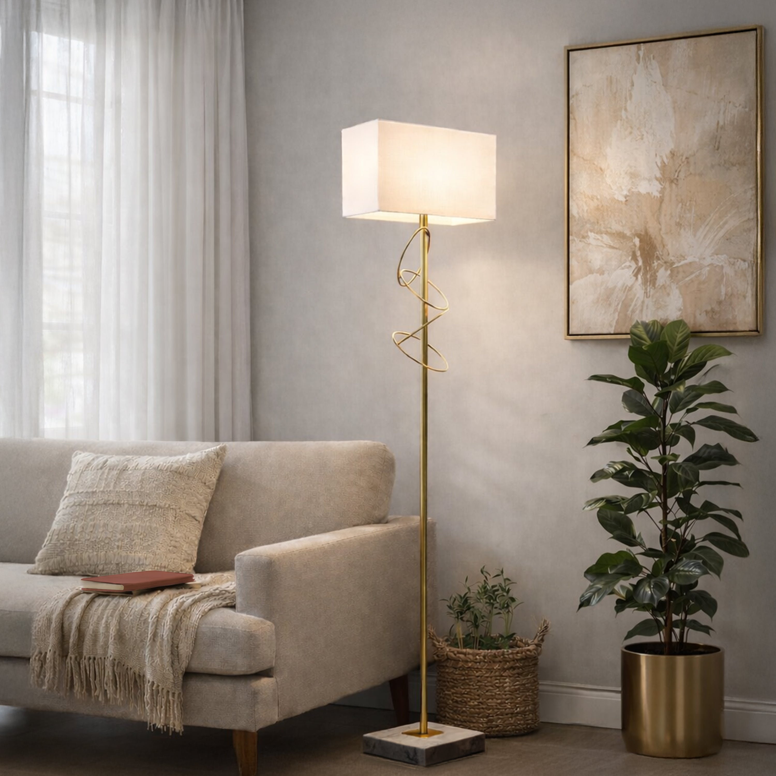 The Gotham Coil Gold Leaf Floor Lamp
