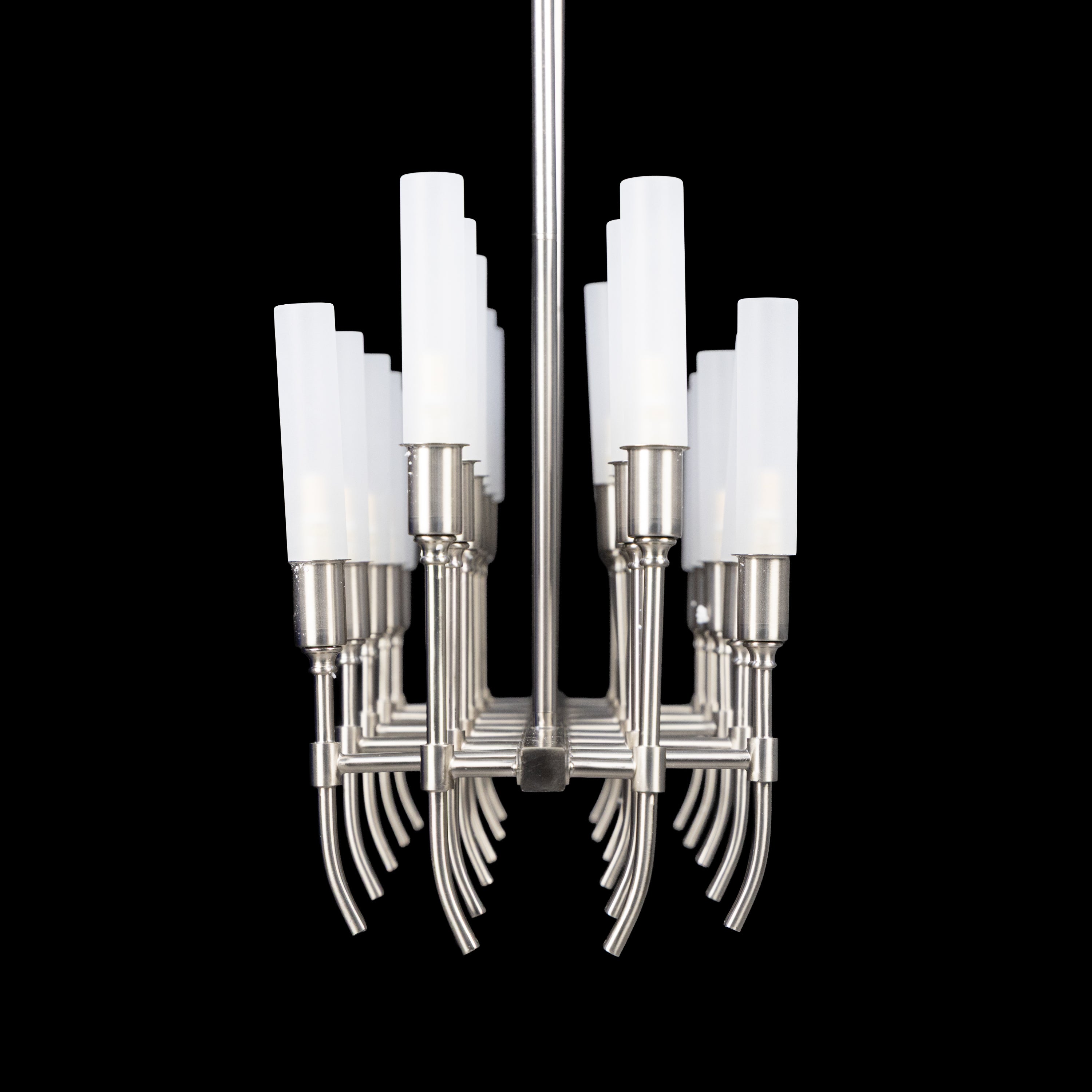 Cavendish (Rectangular, Gold, S.S Finish) Frosted Glass Chandelier