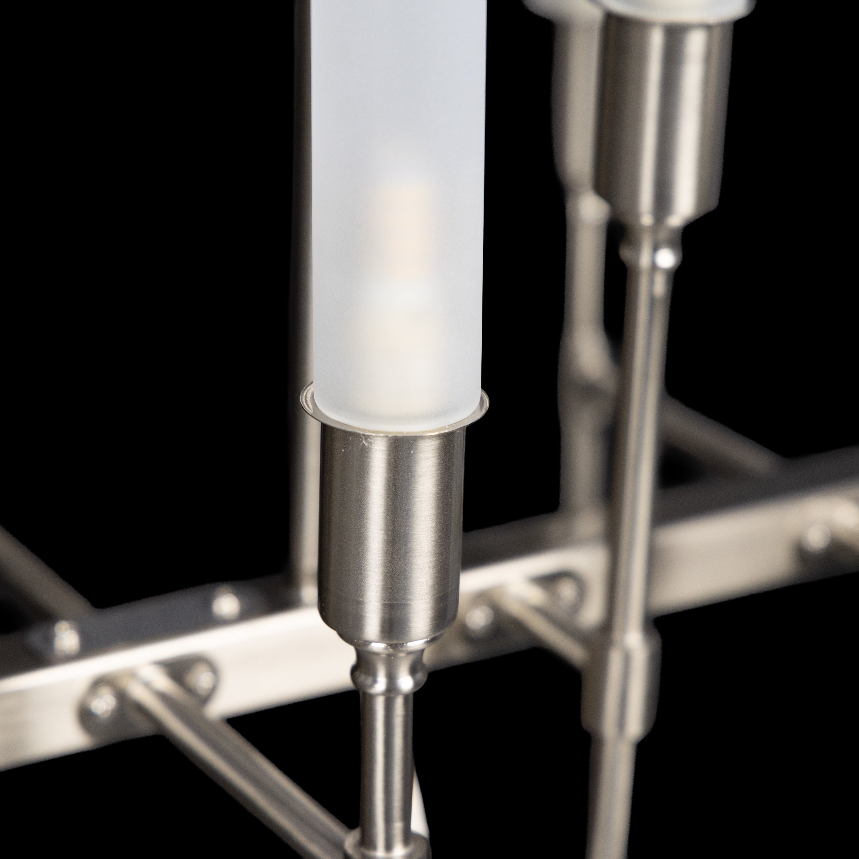 Cavendish (Rectangular, Gold, S.S Finish) Frosted Glass Chandelier