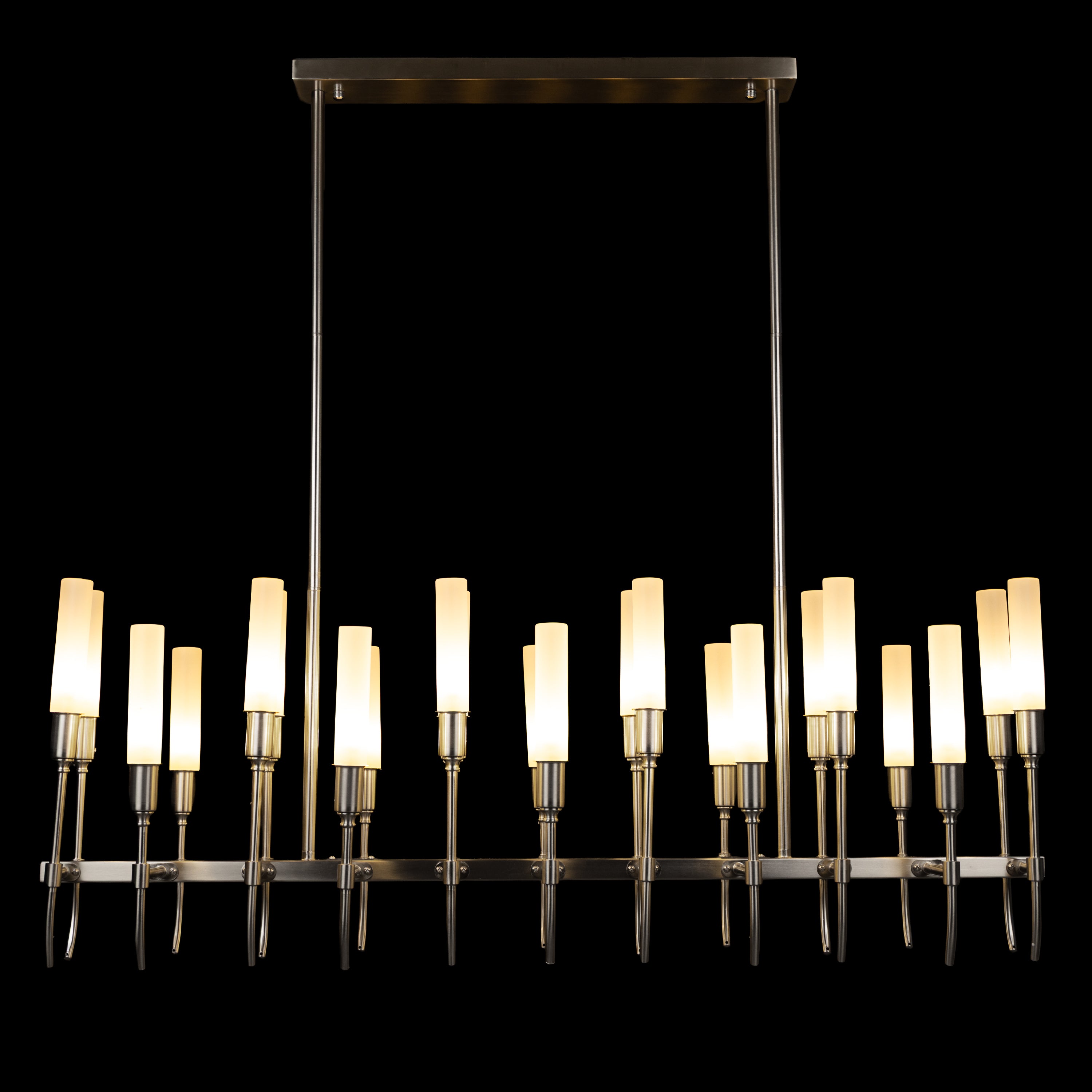 Cavendish (Rectangular, Gold, S.S Finish) Frosted Glass Chandelier