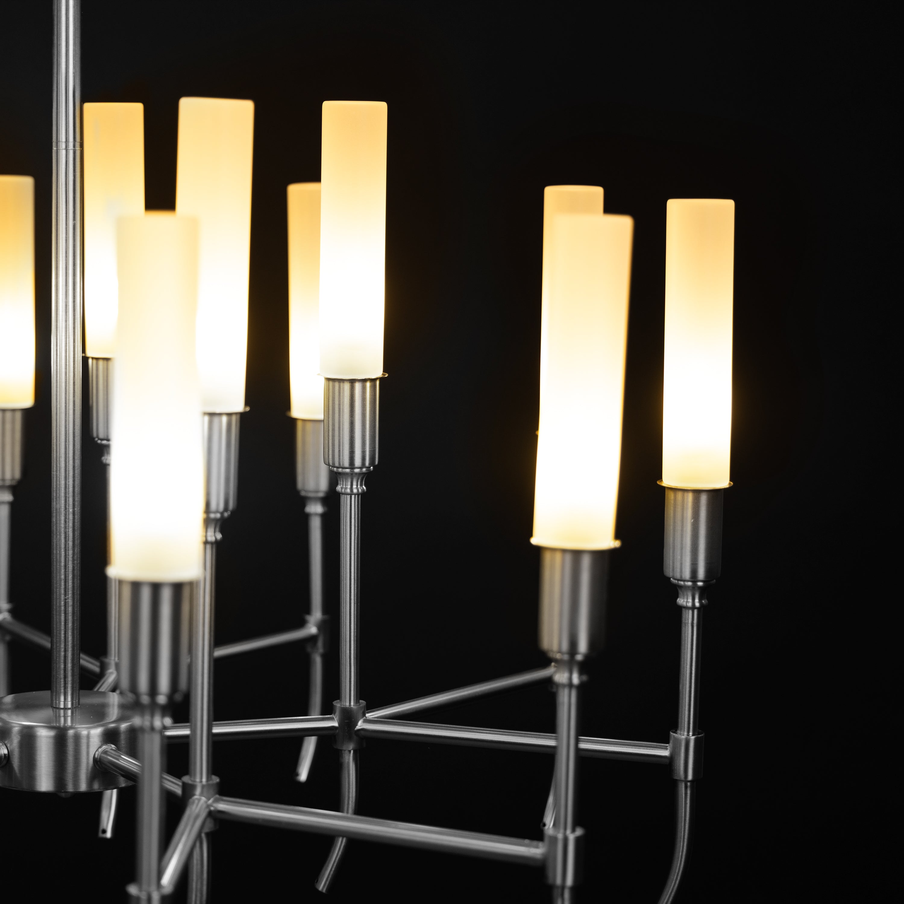 Cavendish (Round, S.S Finish) Frosted Glass Chandelier