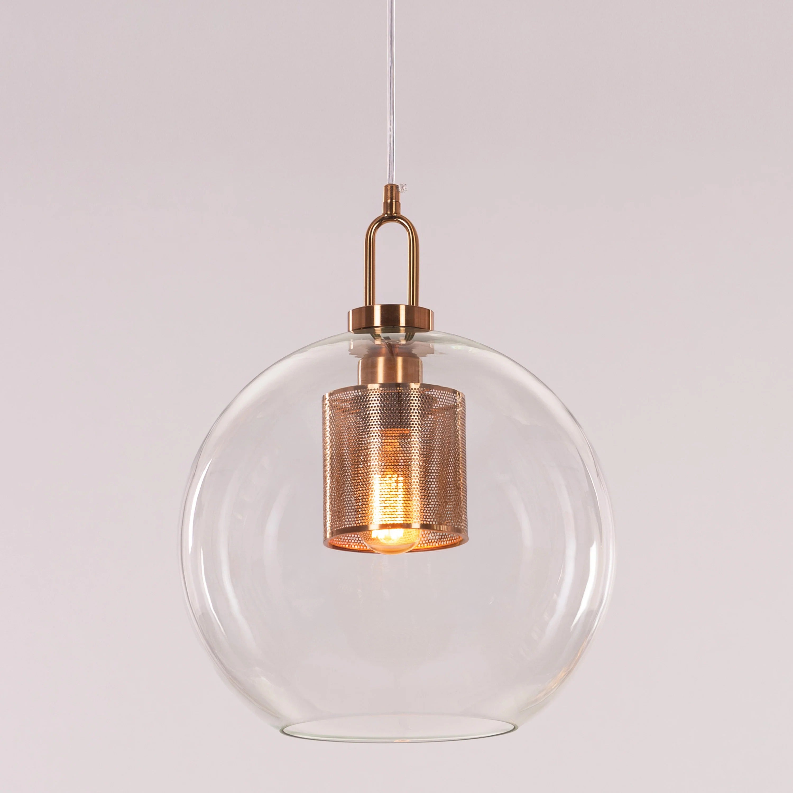 Good To Glow (Medium, Gold) Clear Glass Round Pendant Light