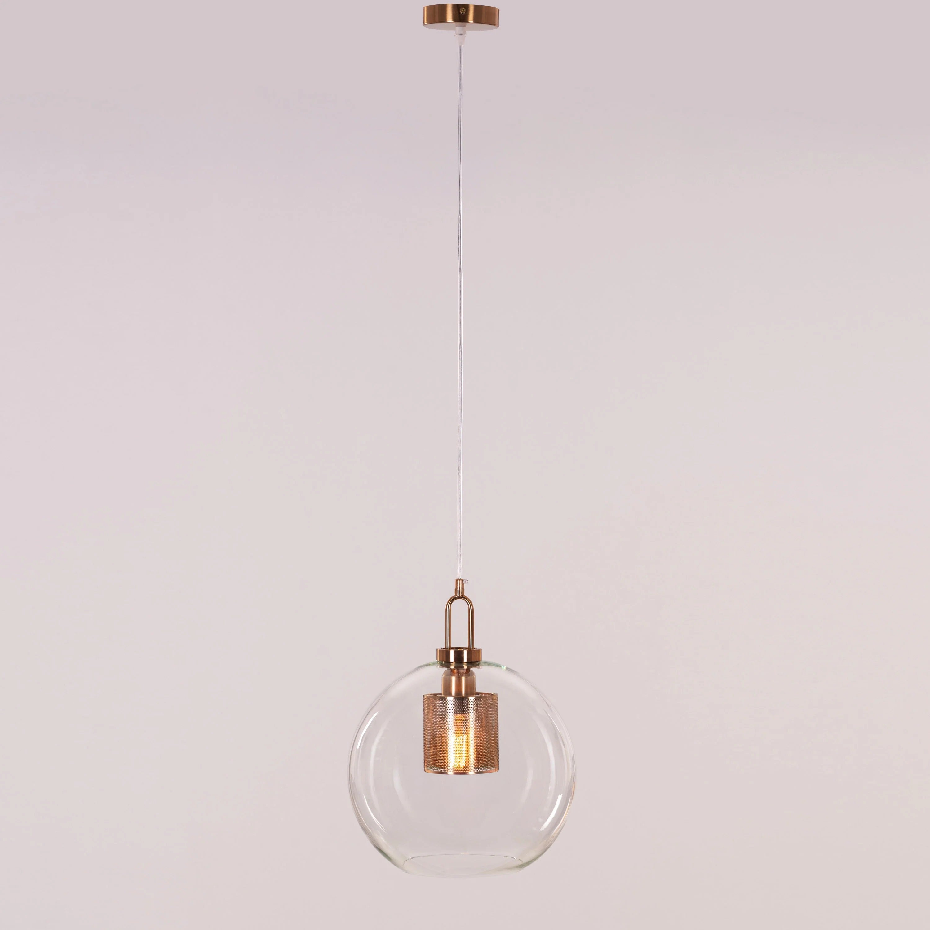 Good To Glow (Medium, Gold) Clear Glass Round Pendant Light