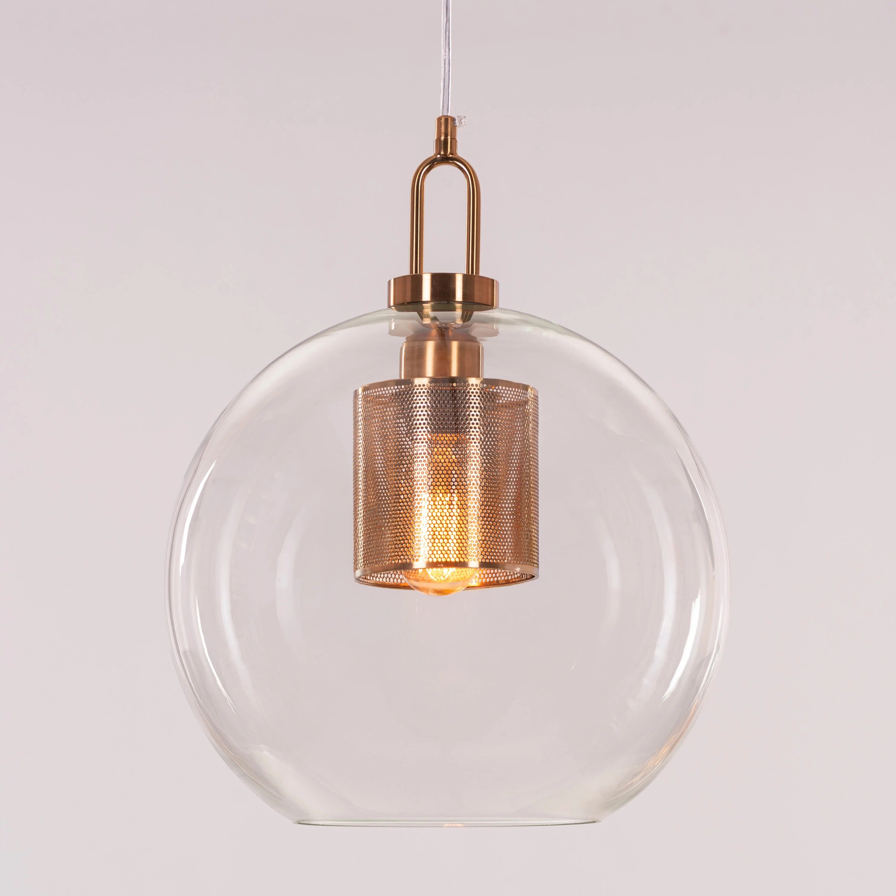 Good To Glow (Medium, Gold) Clear Glass Round Pendant Light
