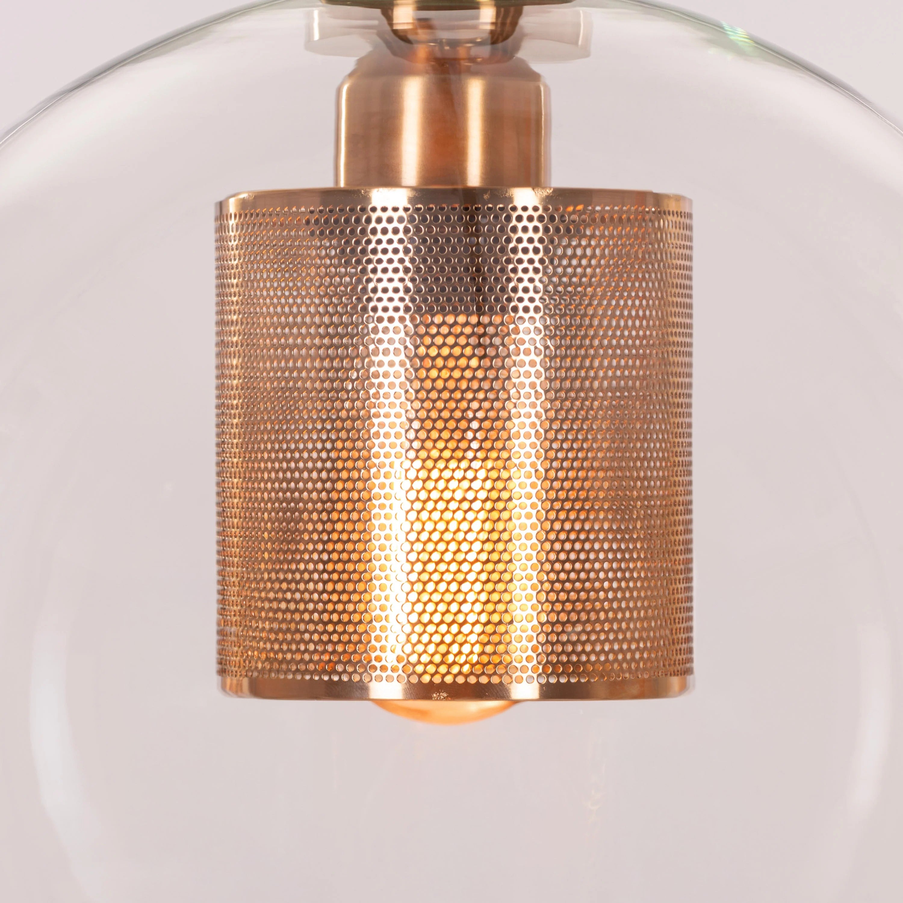 Good To Glow (Medium, Gold) Clear Glass Round Pendant Light