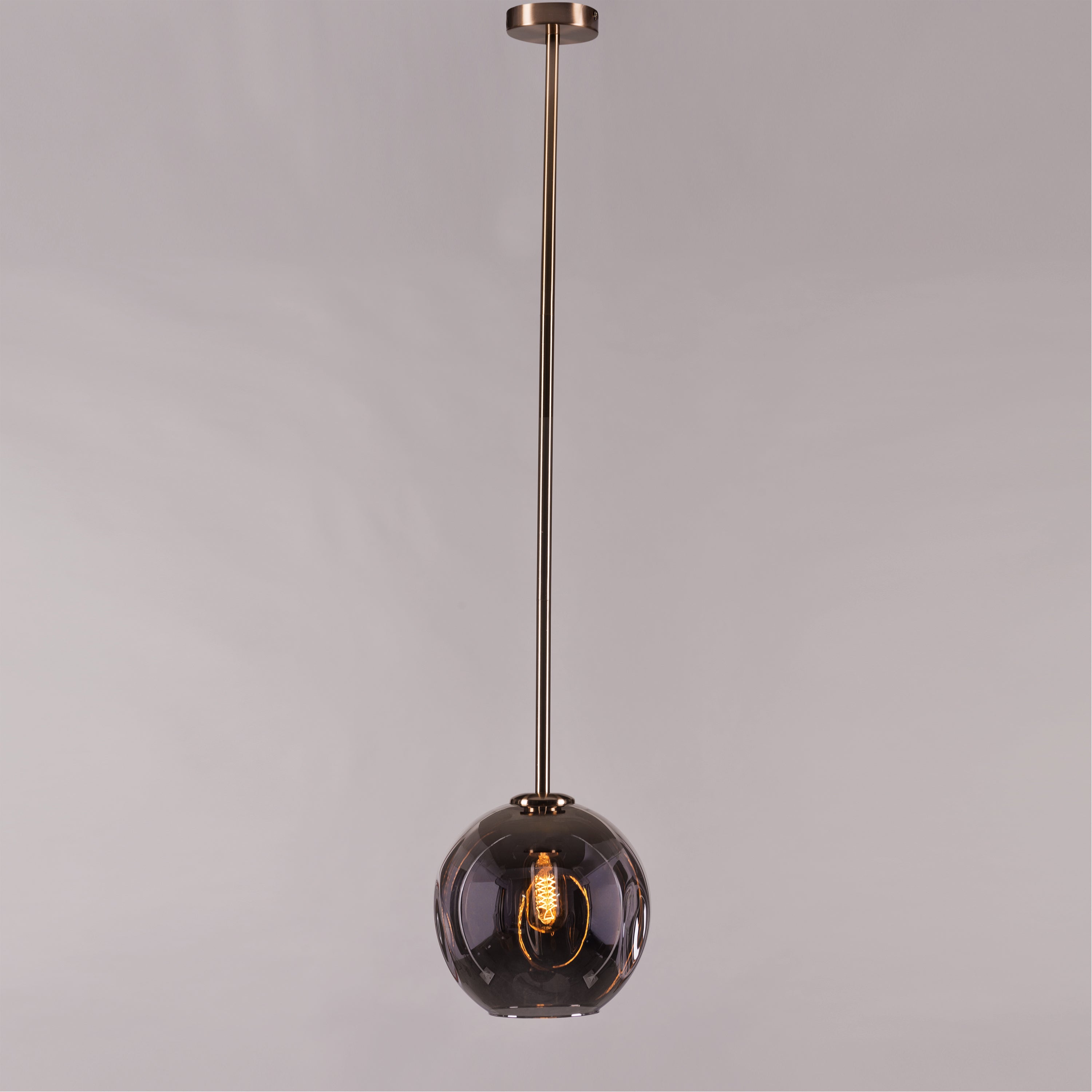 Tear Drop (Long, Smokey Grey, Gold) Glass Pendant Light