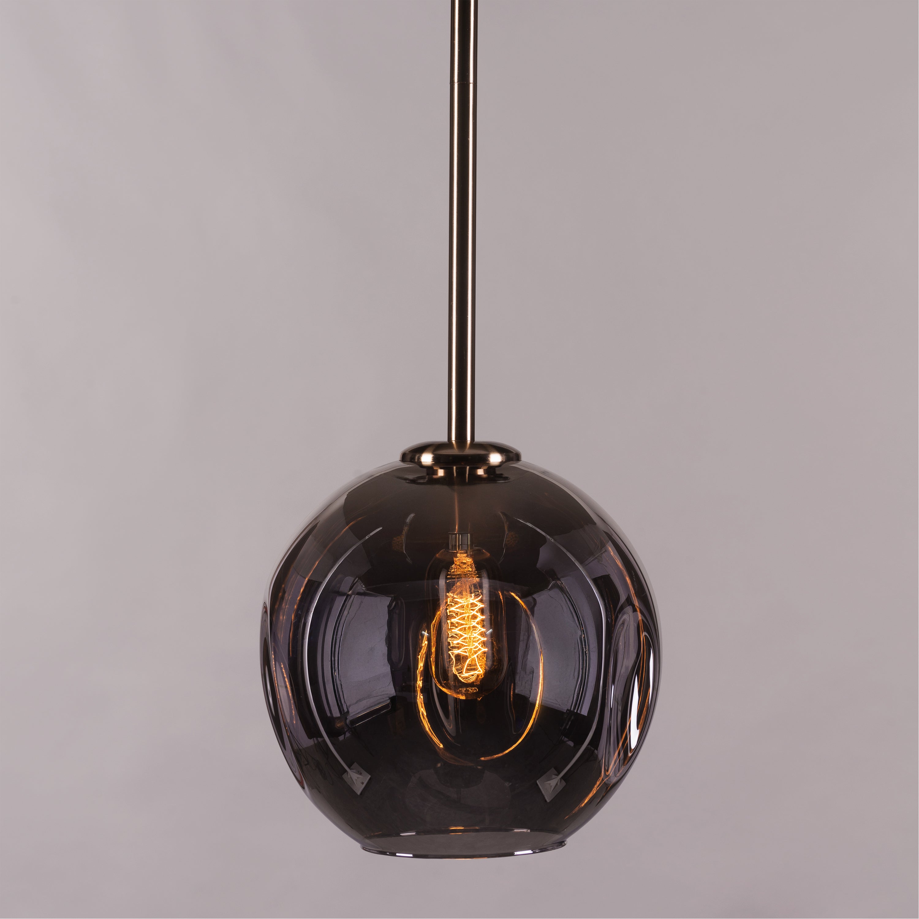 Tear Drop (Long, Smokey Grey, Gold) Glass Pendant Light