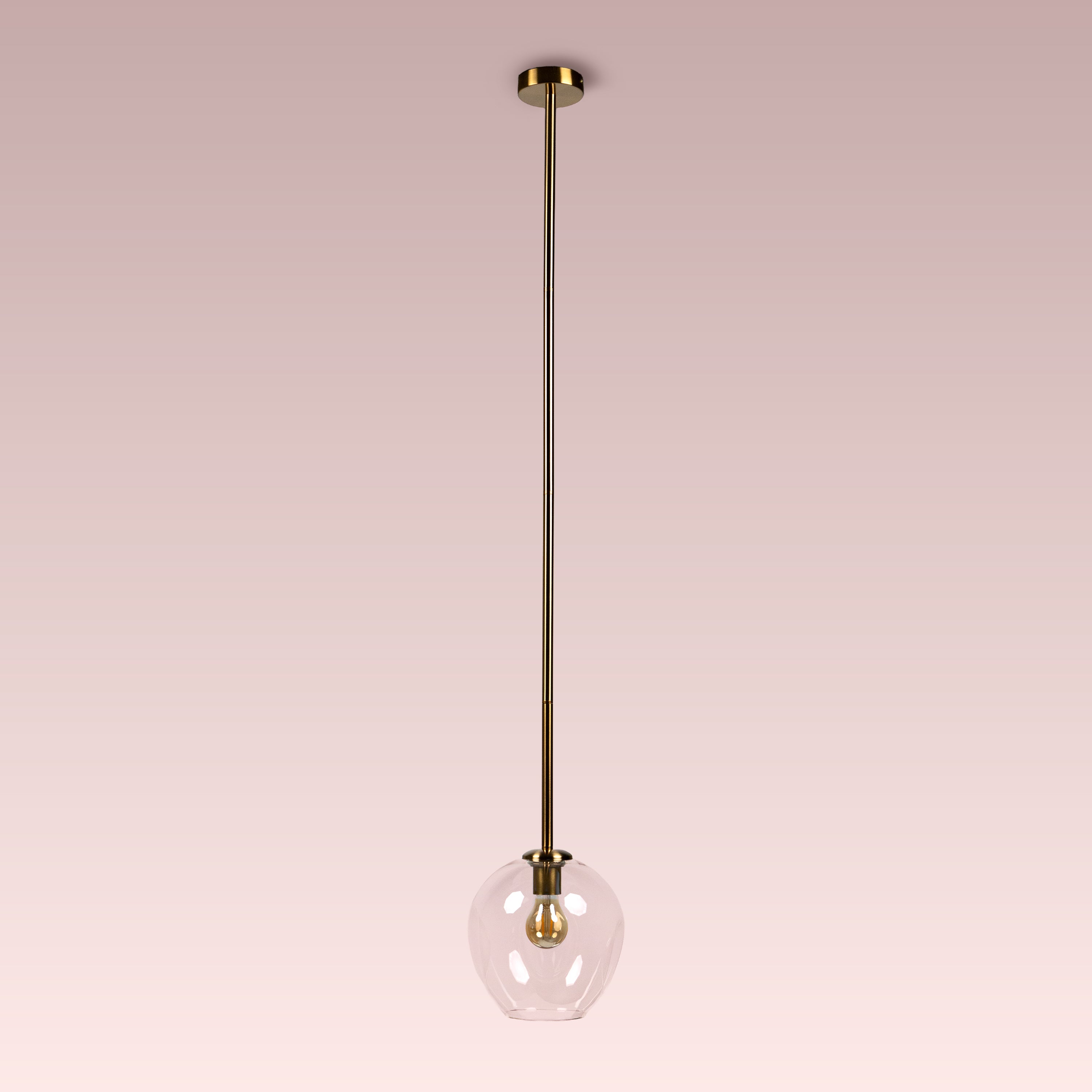 Tear Drop (Long, Clear, Gold) Glass Pendant Lamp