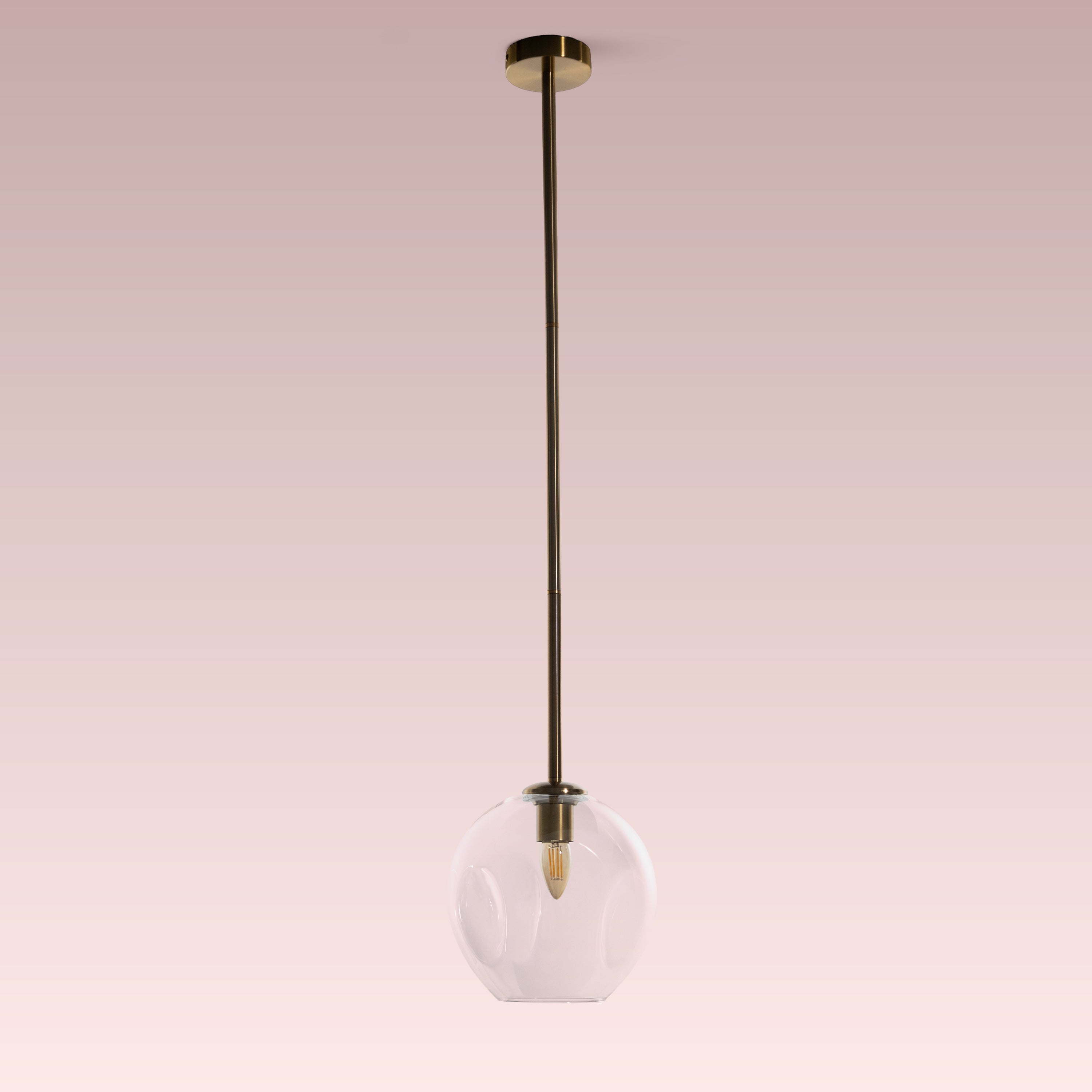 Tear Drop (Long, Clear, Gold) Glass Pendant Lamp