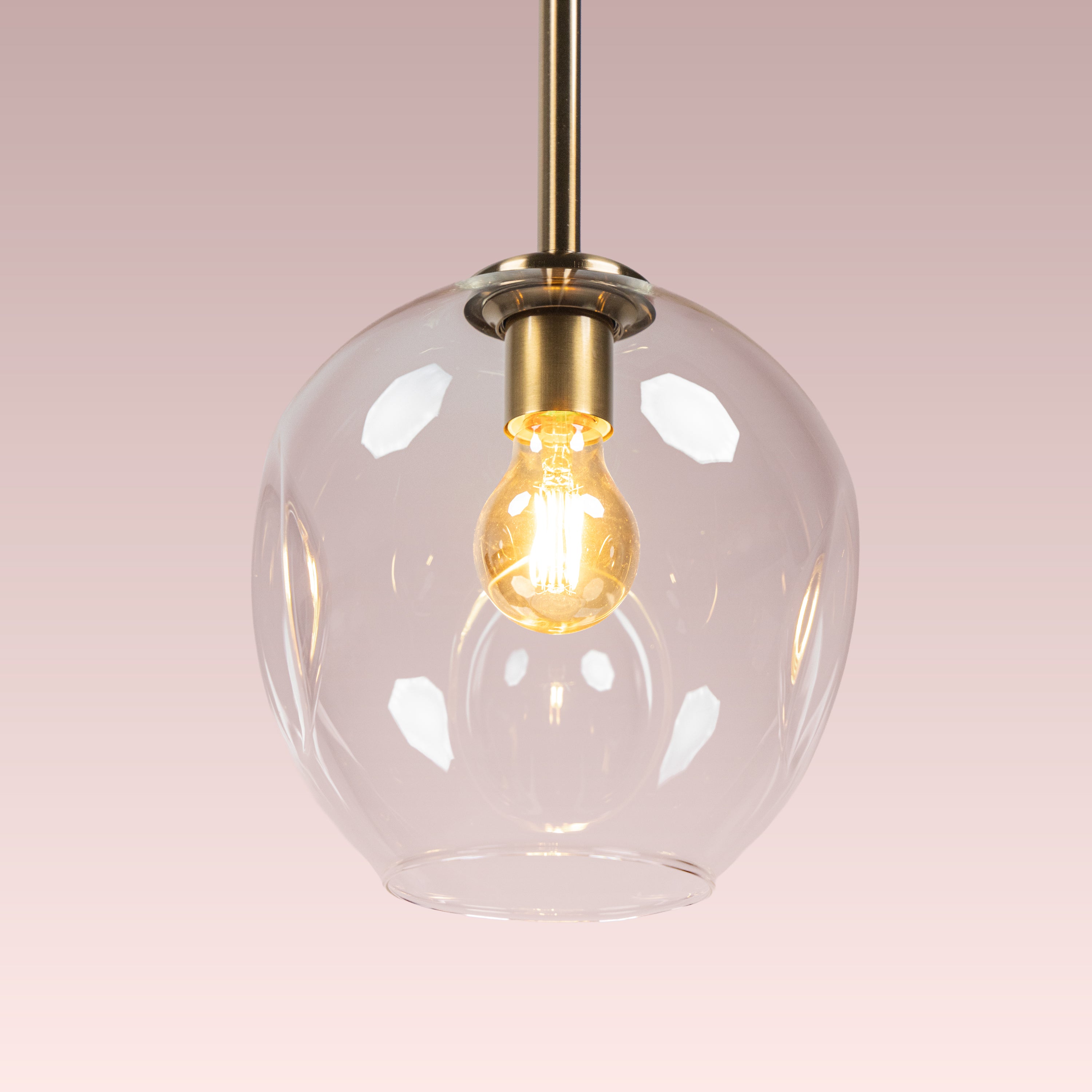 Tear Drop (Long, Clear, Gold) Glass Pendant Lamp