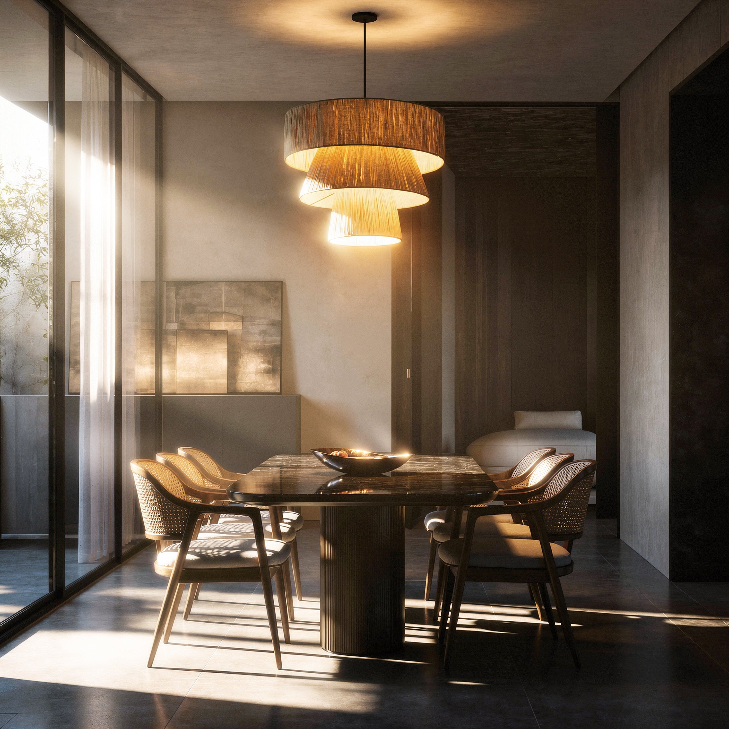 Windworn (Beige) Rattan Pendant Light