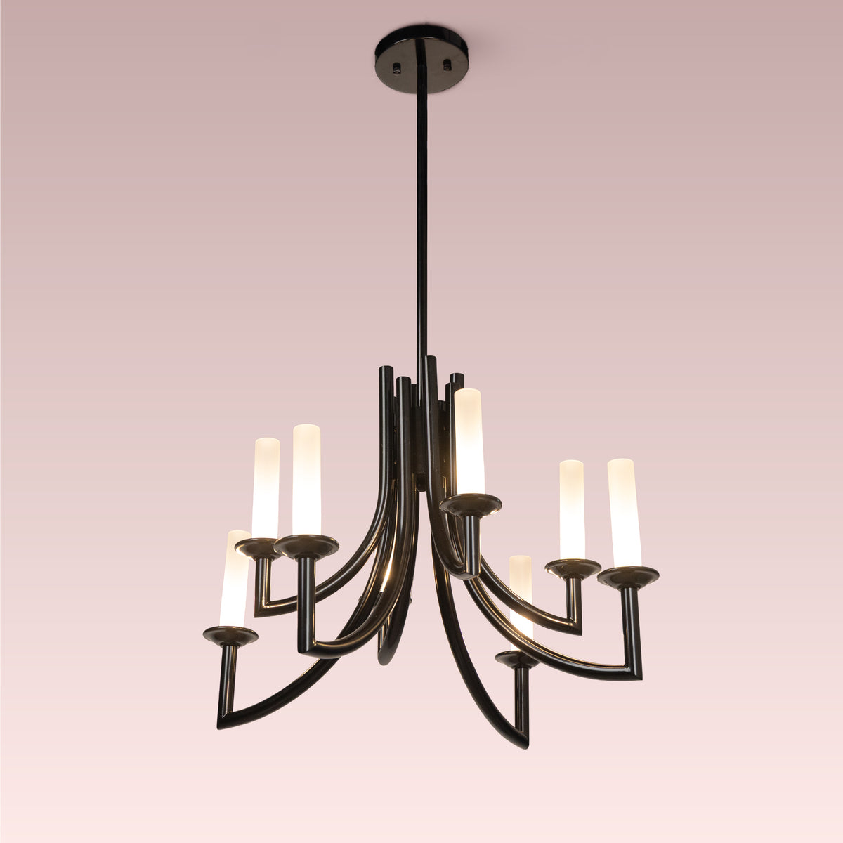 Forma (Black, White) Frosted Glass Chandelier