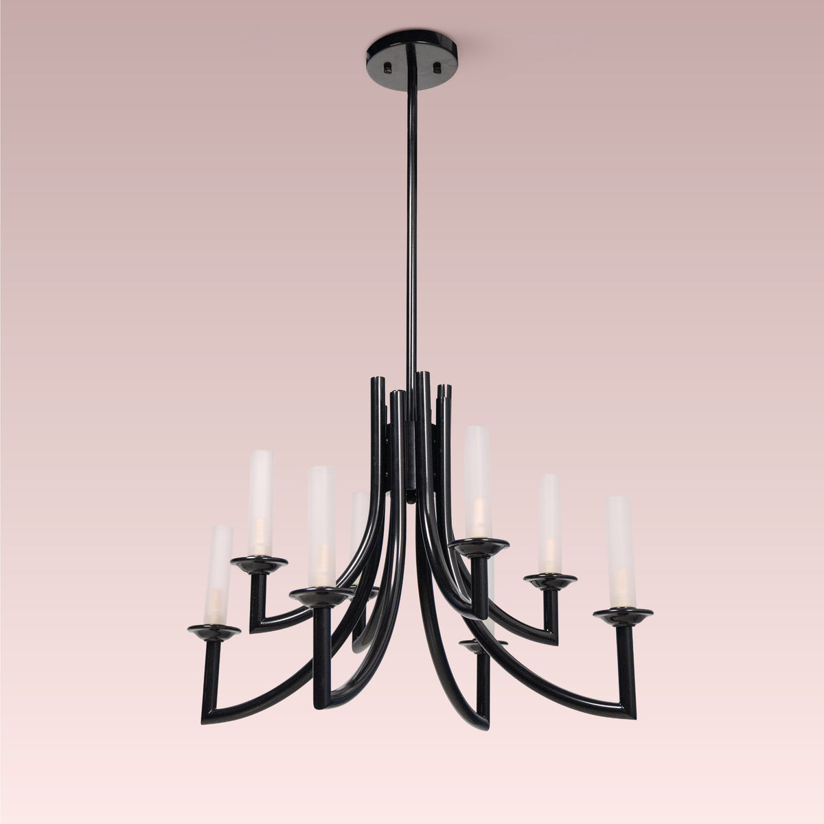 Forma (Black, White) Frosted Glass Chandelier