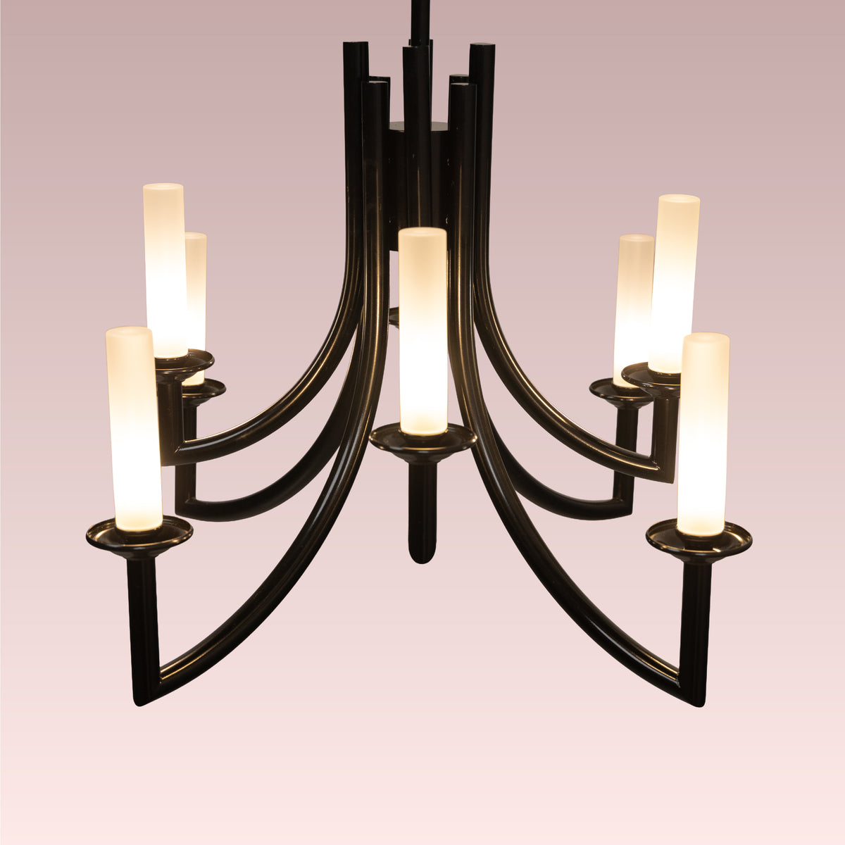 Forma (Black, White) Frosted Glass Chandelier