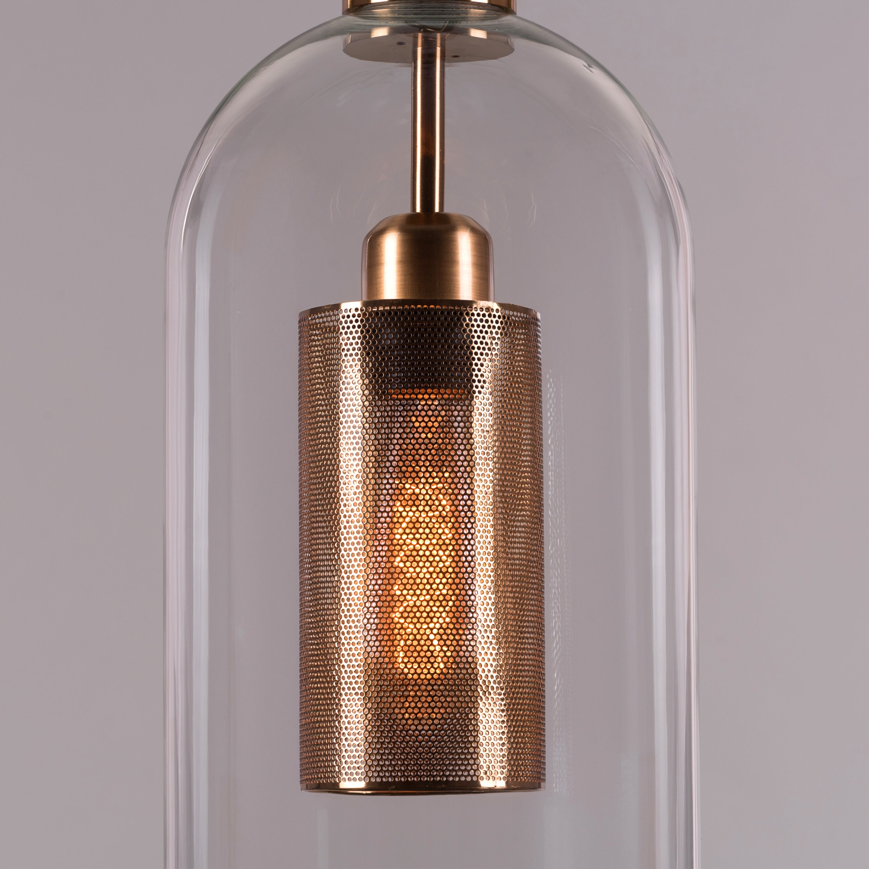 Good To Glow (Long, Gold) Clear Glass Pendant Light