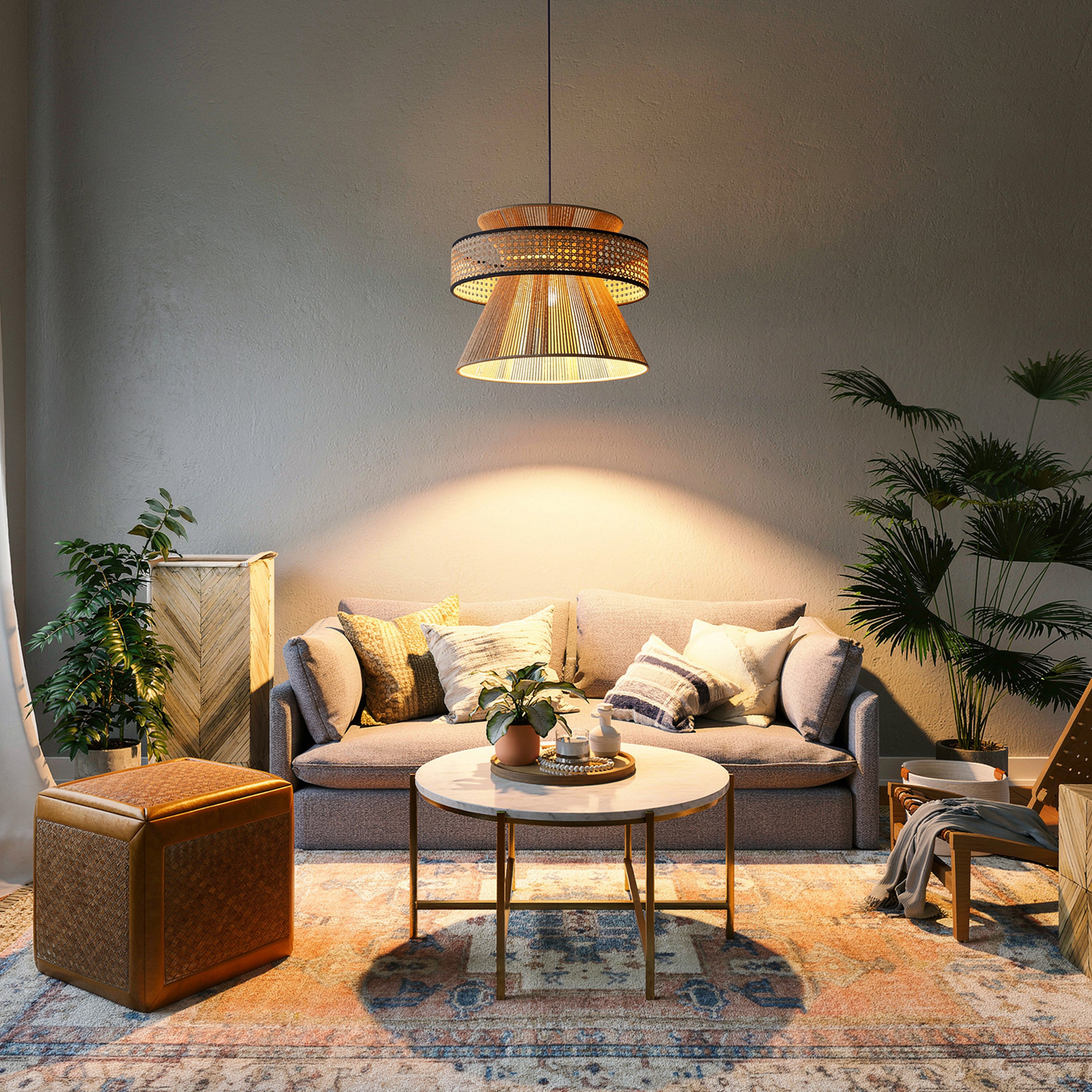 Mykonos Beam (Brown) Rattan Pendant Light