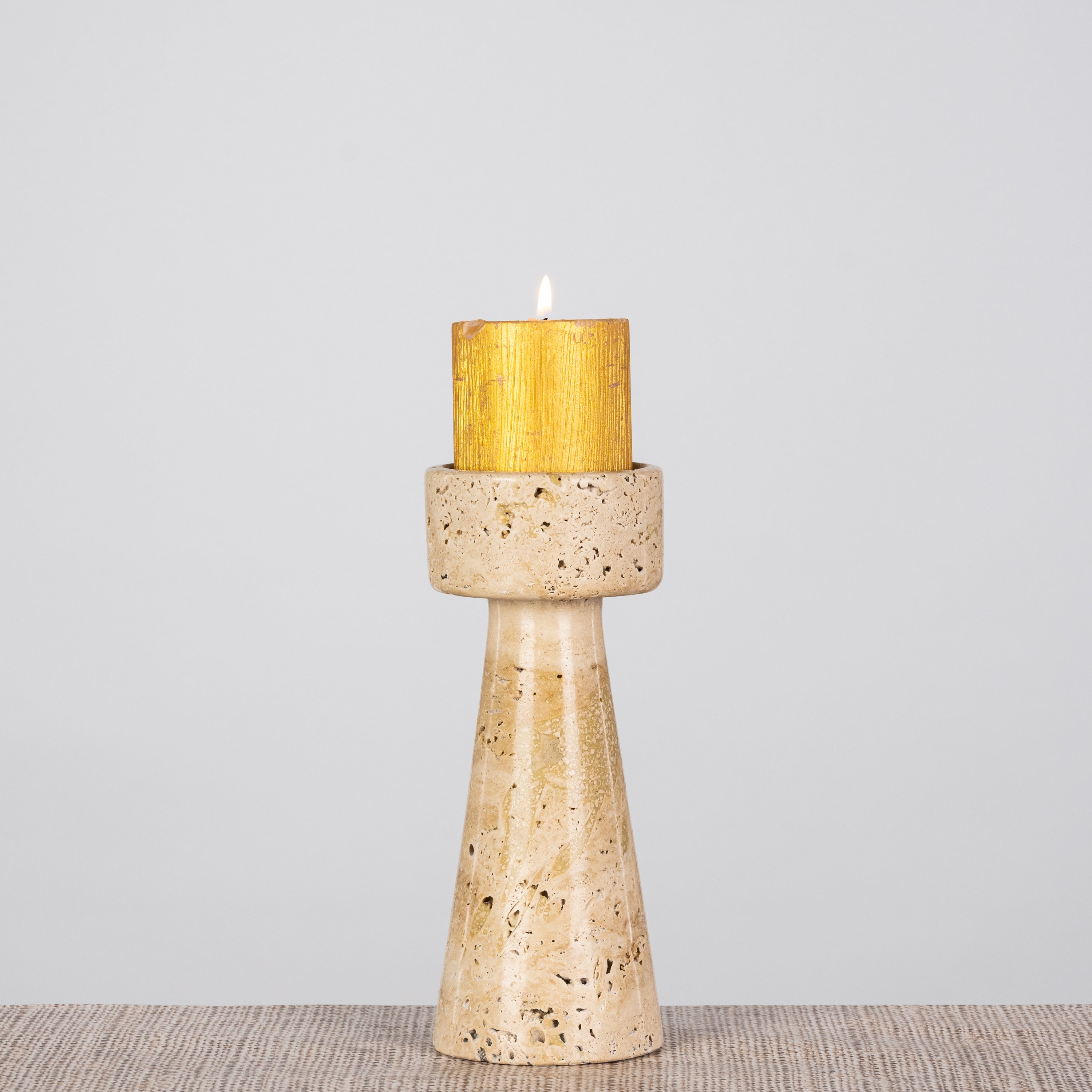 Twinning Sable (Large, Beige) Marble Candle Holder