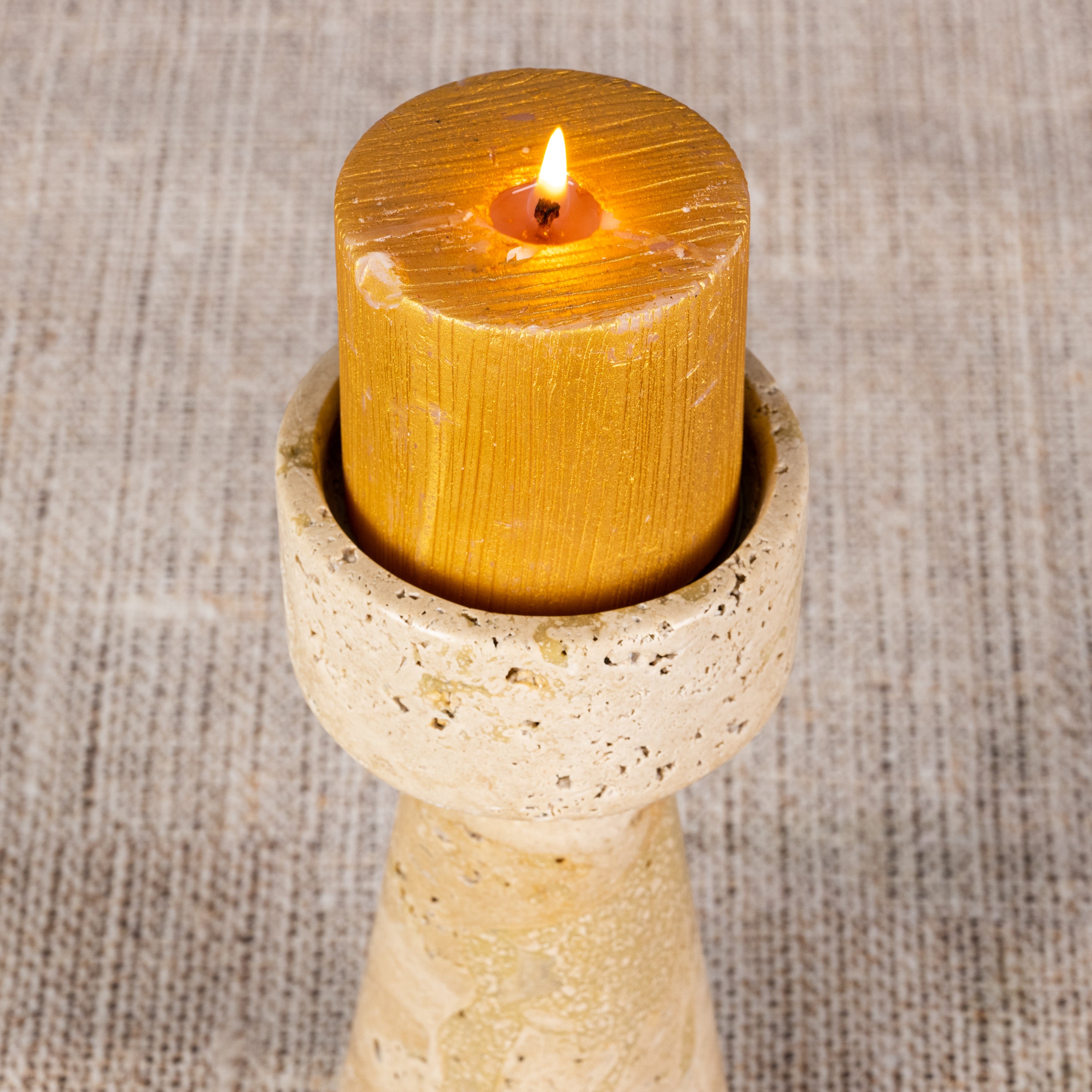 Twinning Sable (Large, Beige) Marble Candle Holder