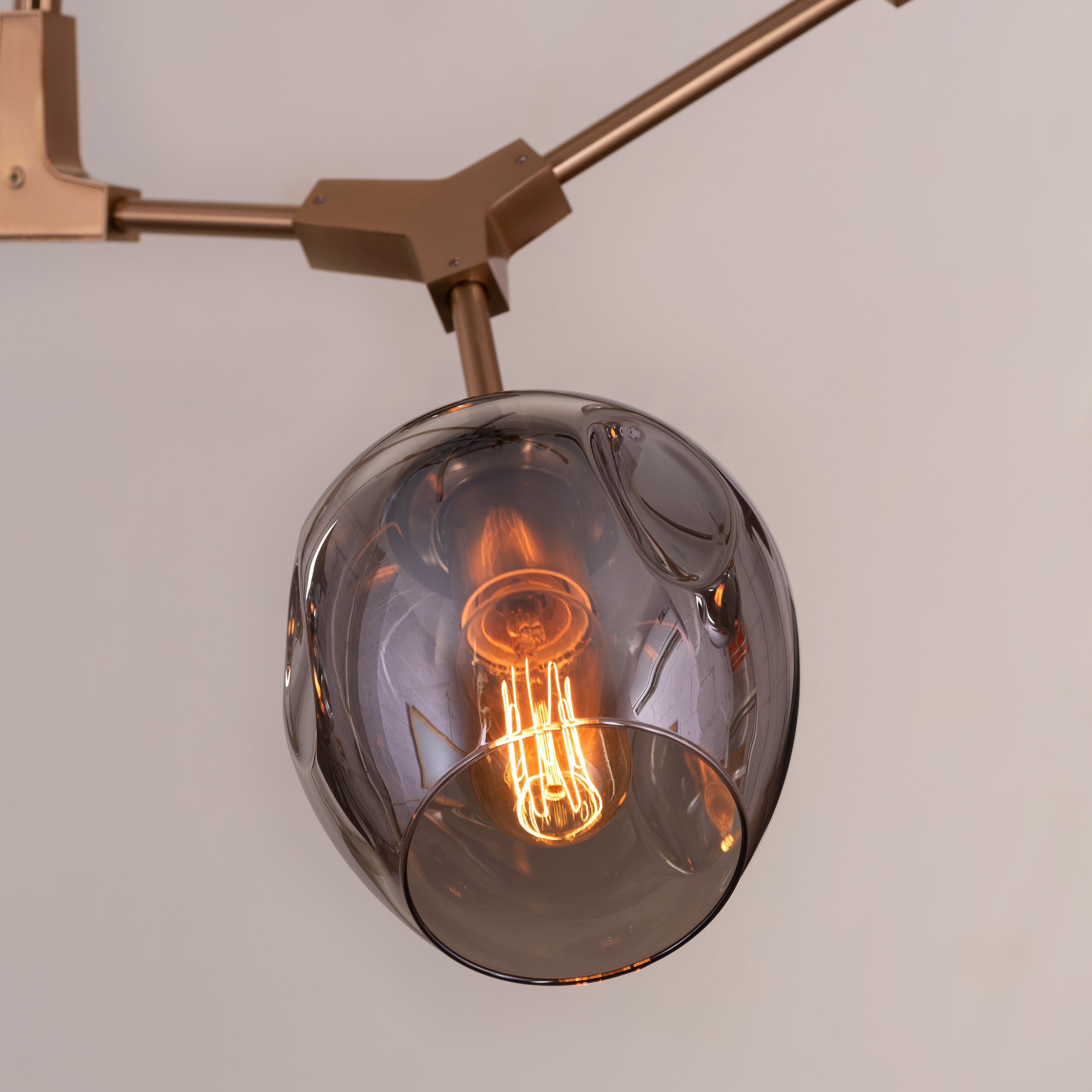 Games People Play (Large, Gold, Smokey Grey, 10 Head) Glass Chandelier