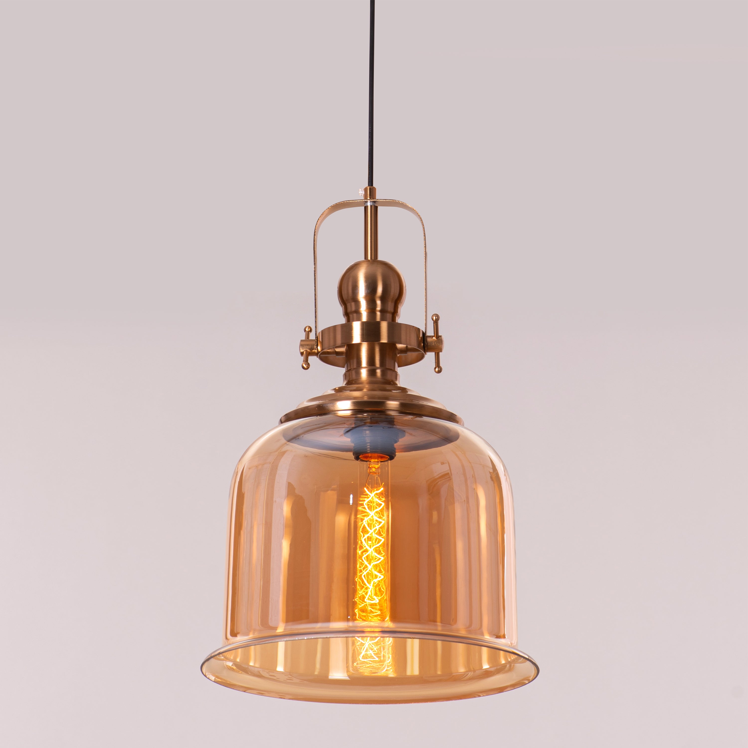 Amber Arcade (Gold, Amber) Clear Glass Pendant Light