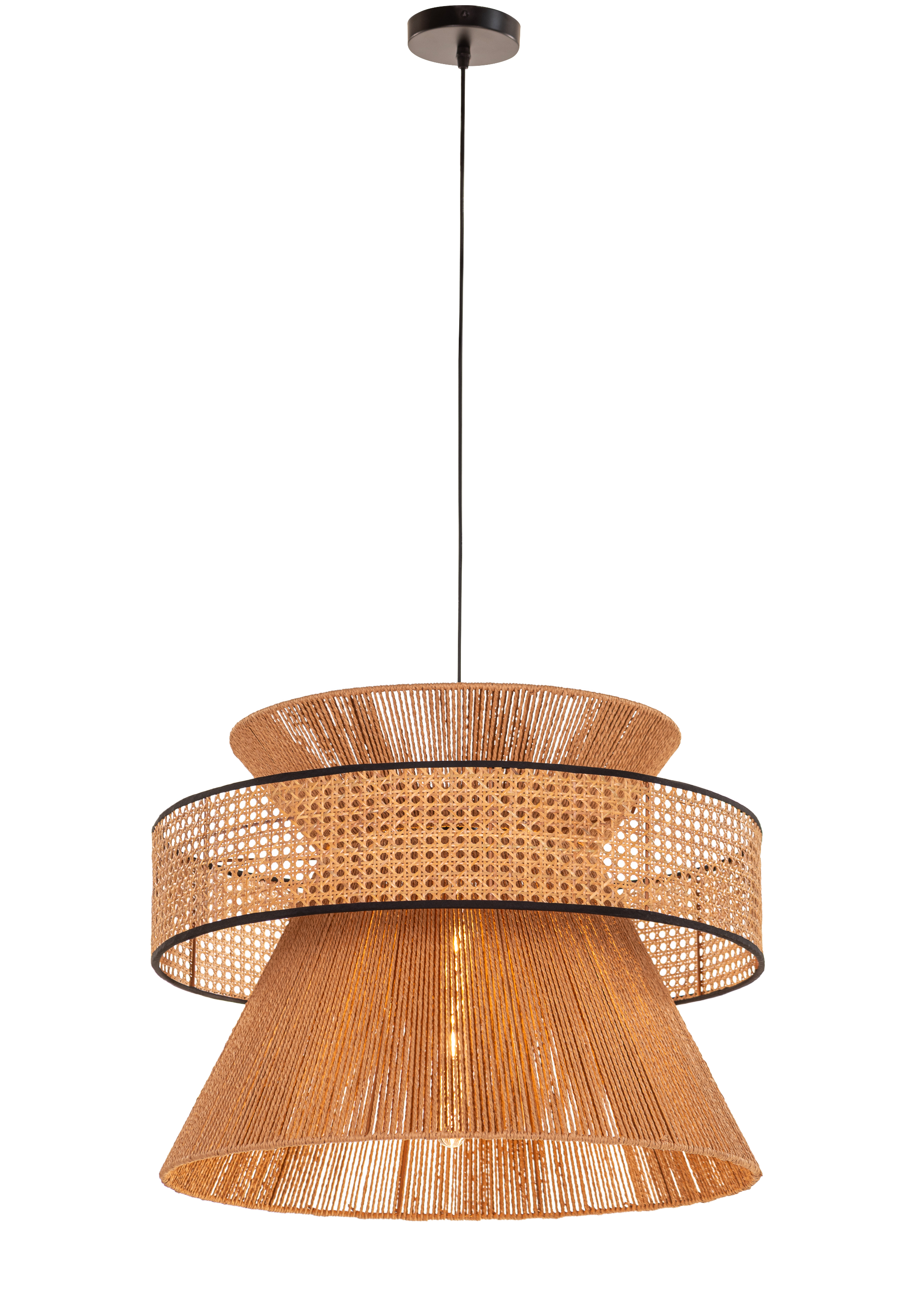 Mykonos Beam (Brown) Rattan Chandelier