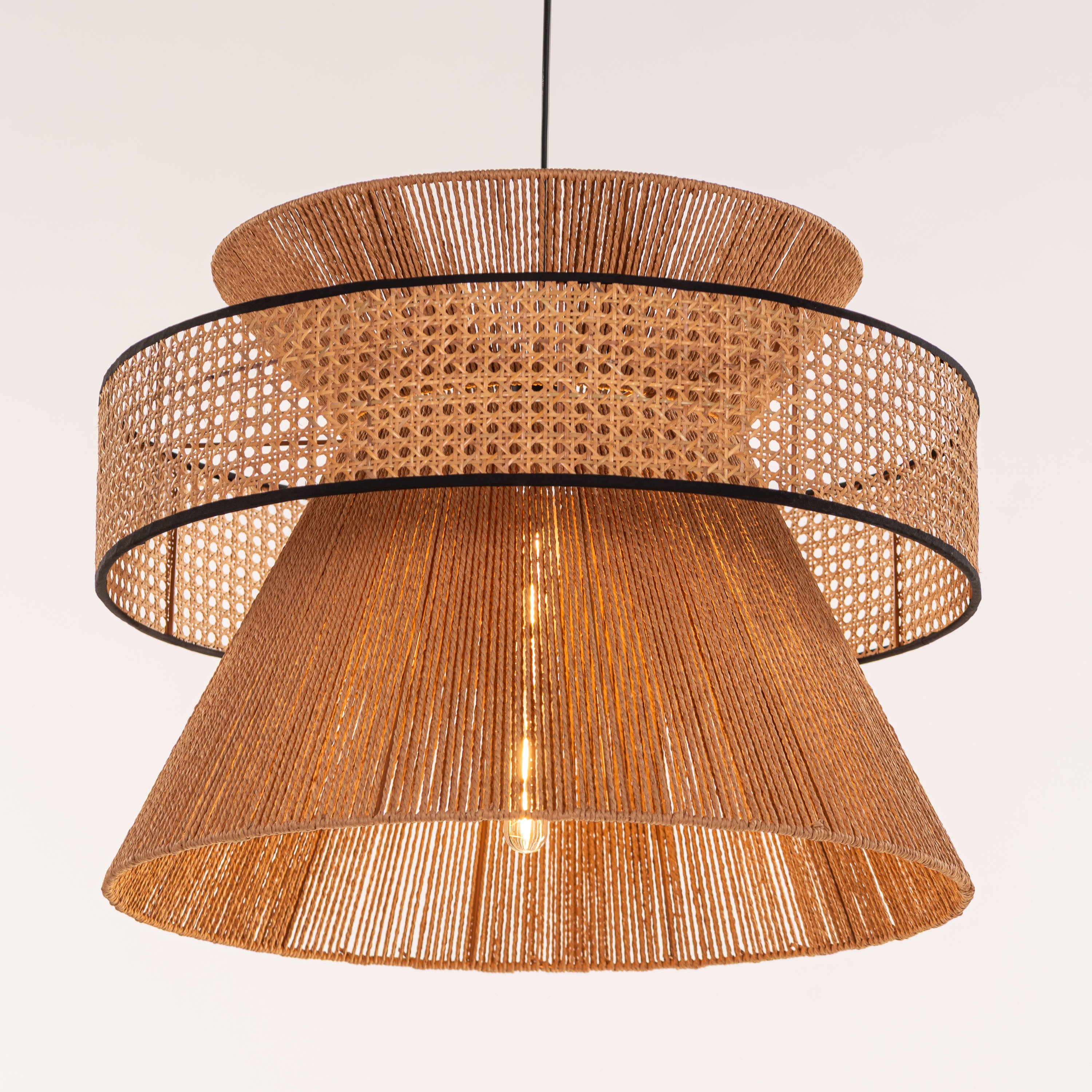 Mykonos Beam (Brown) Rattan Chandelier