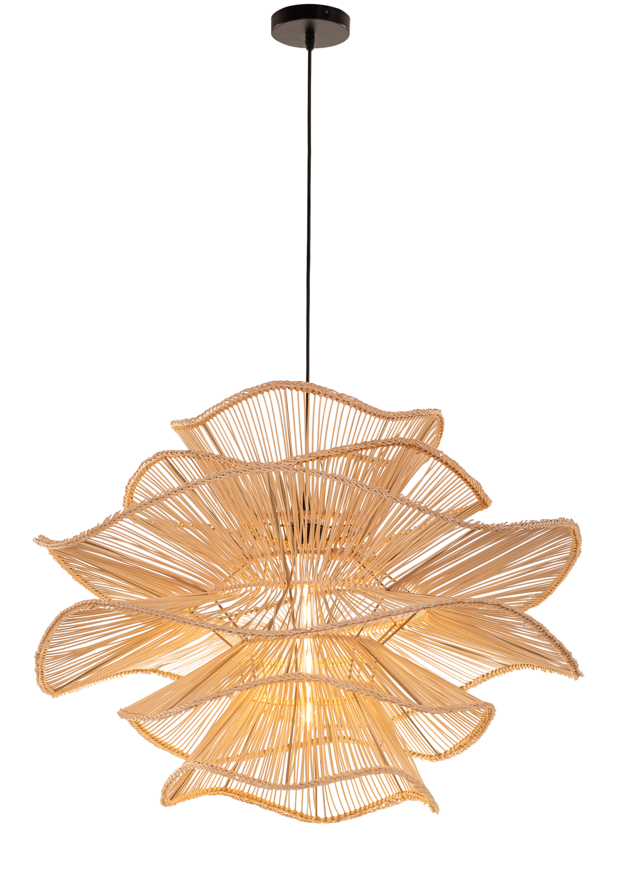 Seashell Whisper (Beige) Rattan Chandelier